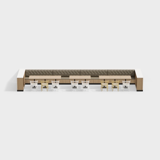 Modern Restaurant Booth 3D Model in Asian Style