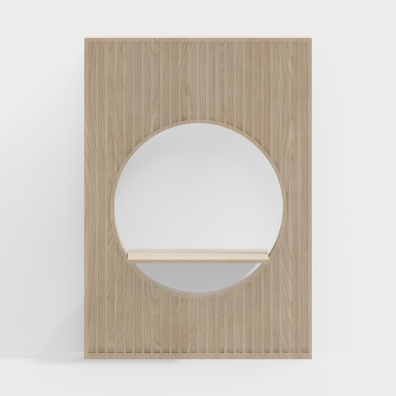 New Chinese-Style Round Partition 3D Model in Wood Color