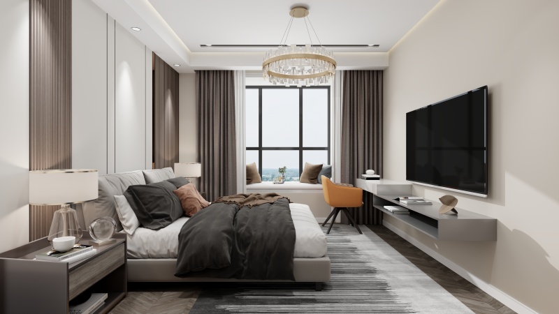Elegant Art Deco Bedroom with Gray Tone