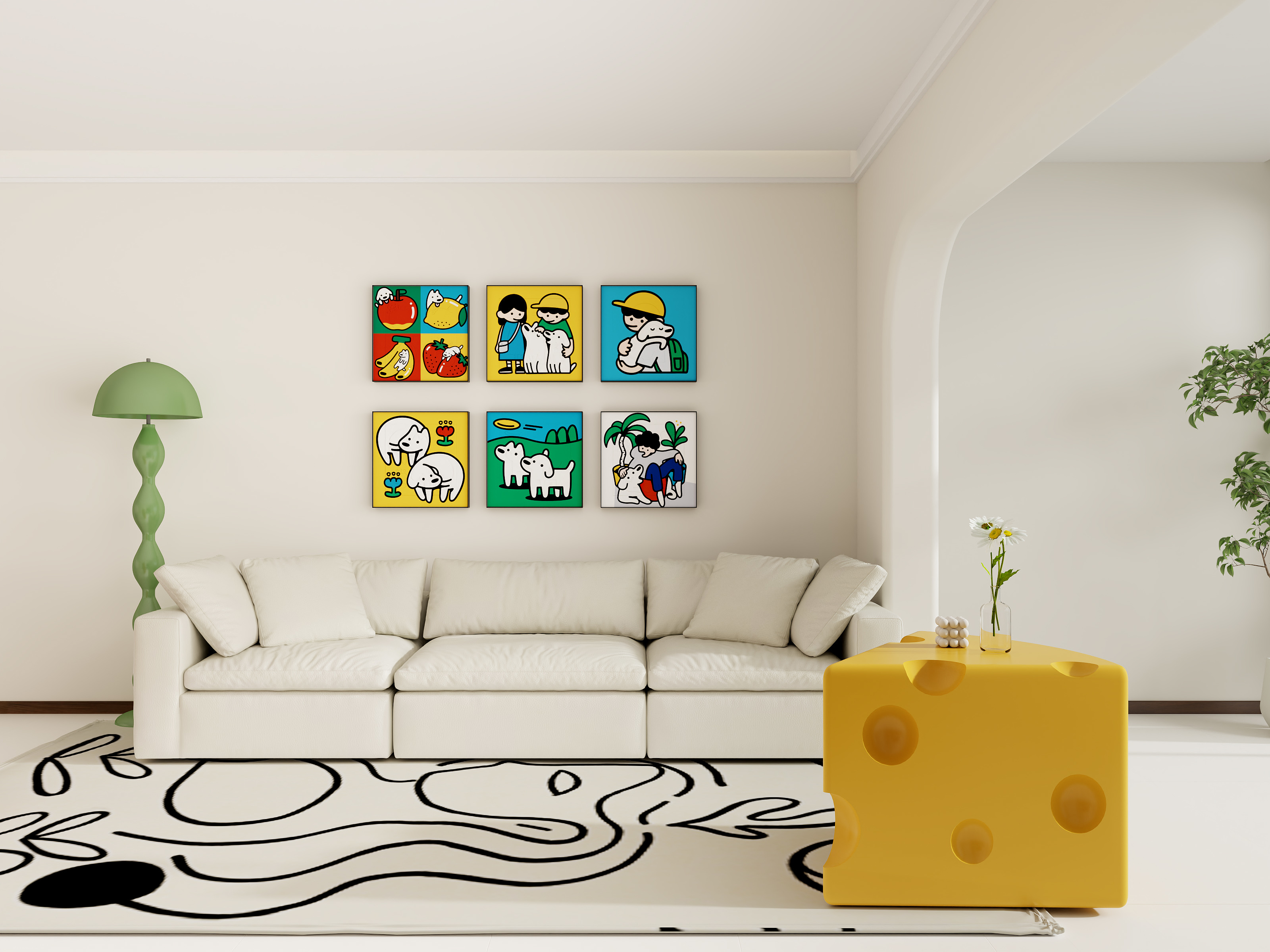 bnnni-多巴胺奶油客厅-装修设计方案