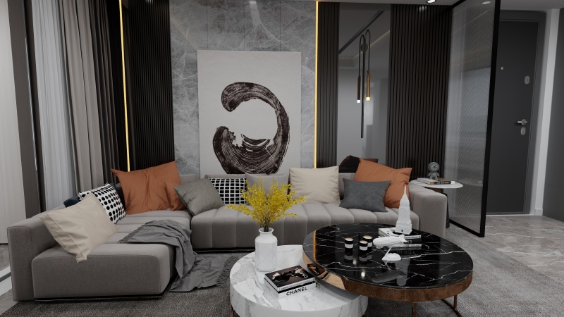 Modern Art-Infused Living Room