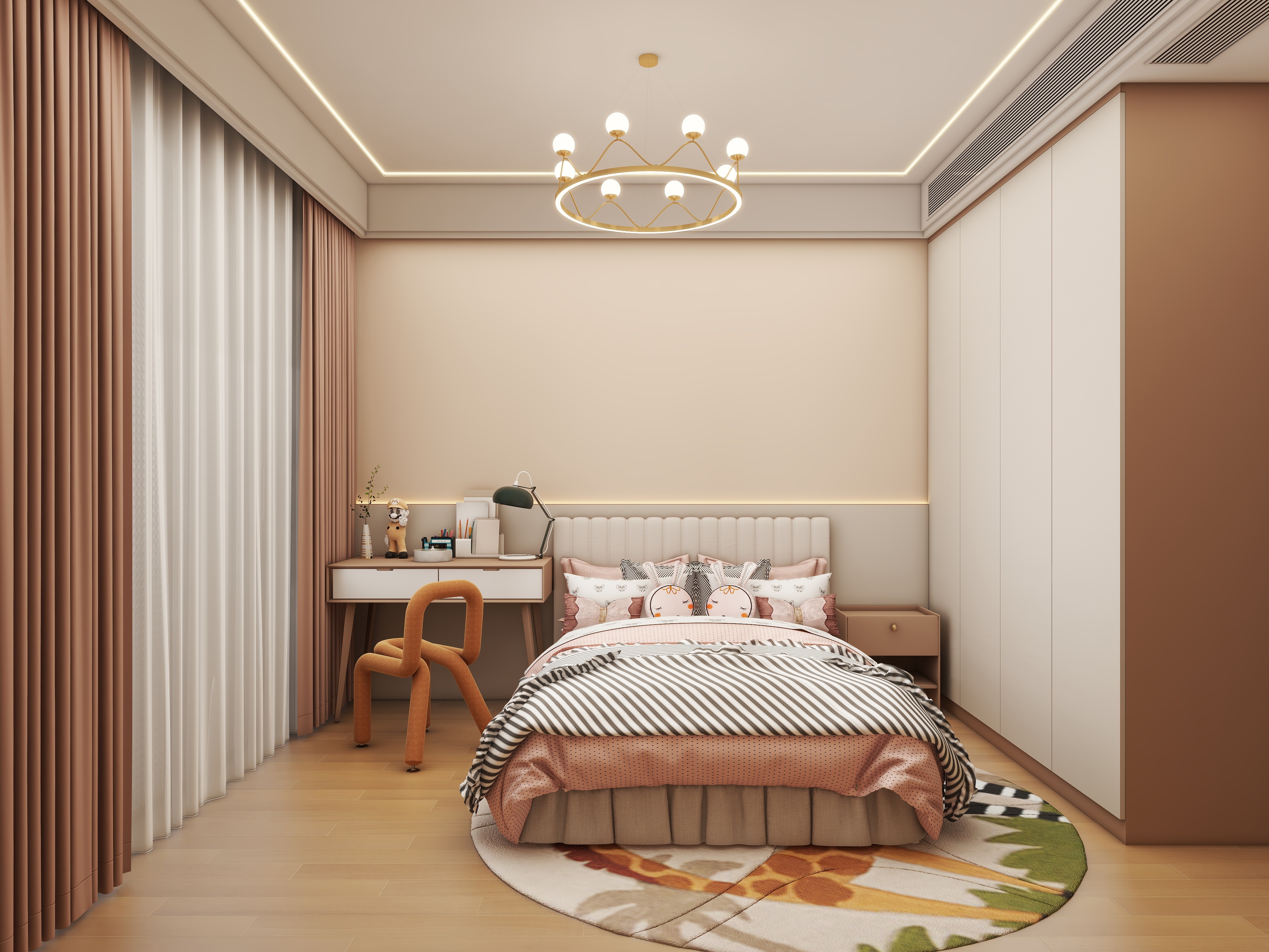 壹诺设计工作室-112㎡3室-原木风装修效果图