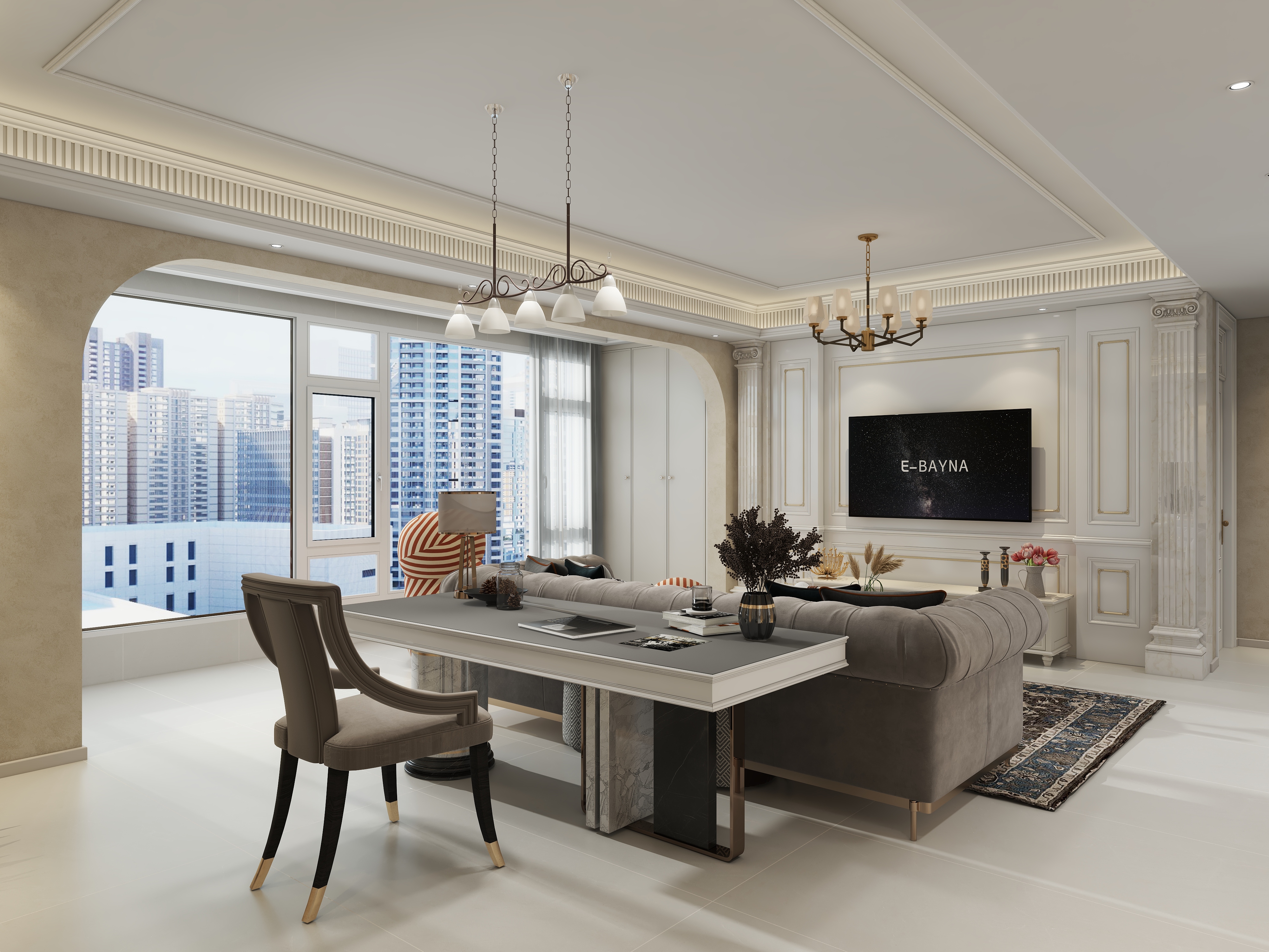 陈飞-奶油风129㎡效果展示-装修设计方案