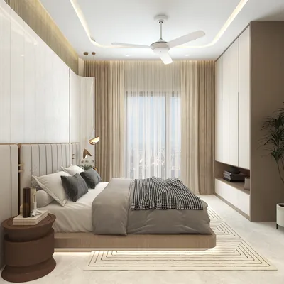 Modern Minimalist Bedroom with Beige Tone