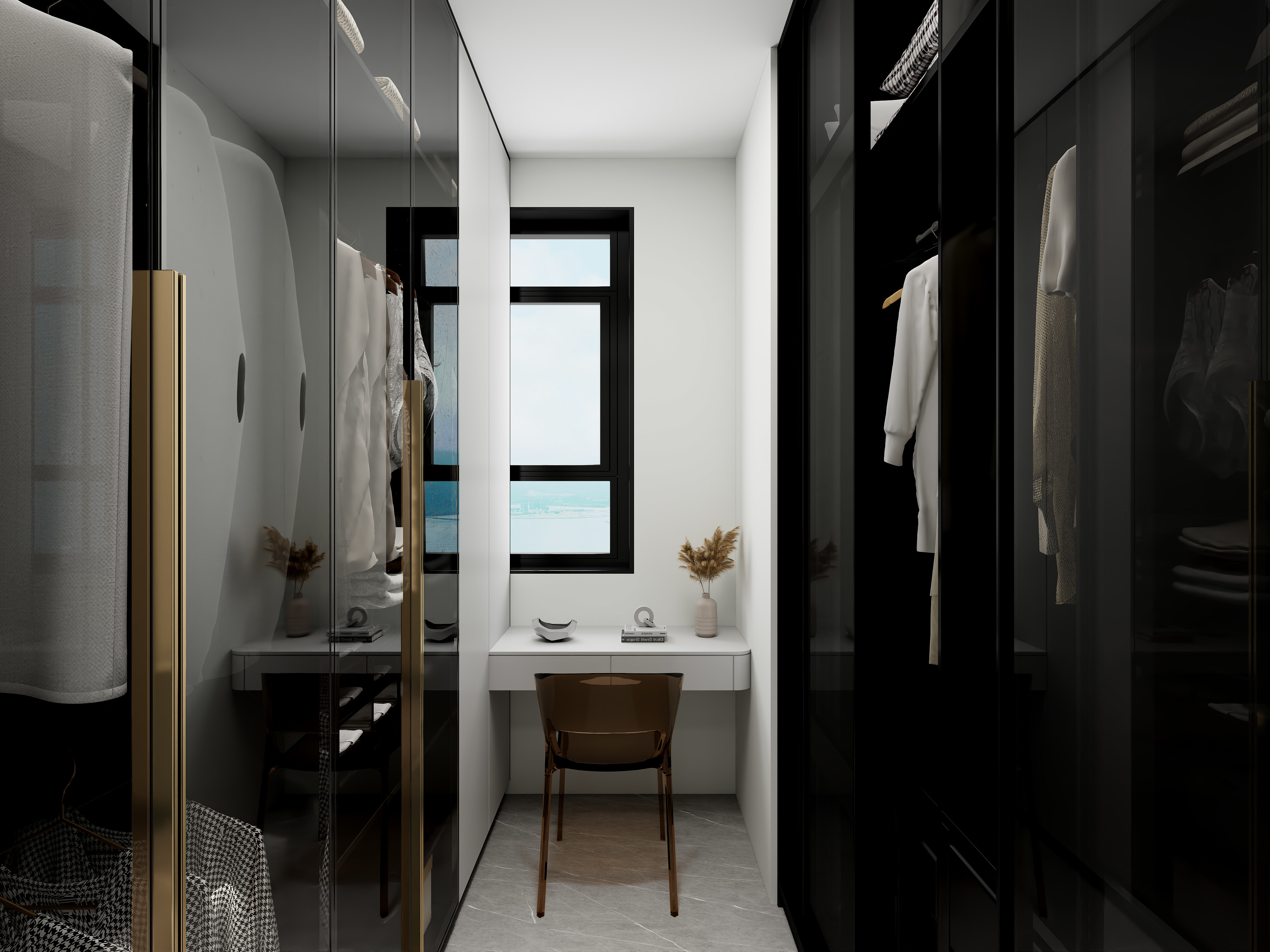 艺雅丽-106平现代简约黑白 一层步入式衣柜装修效果图第1张