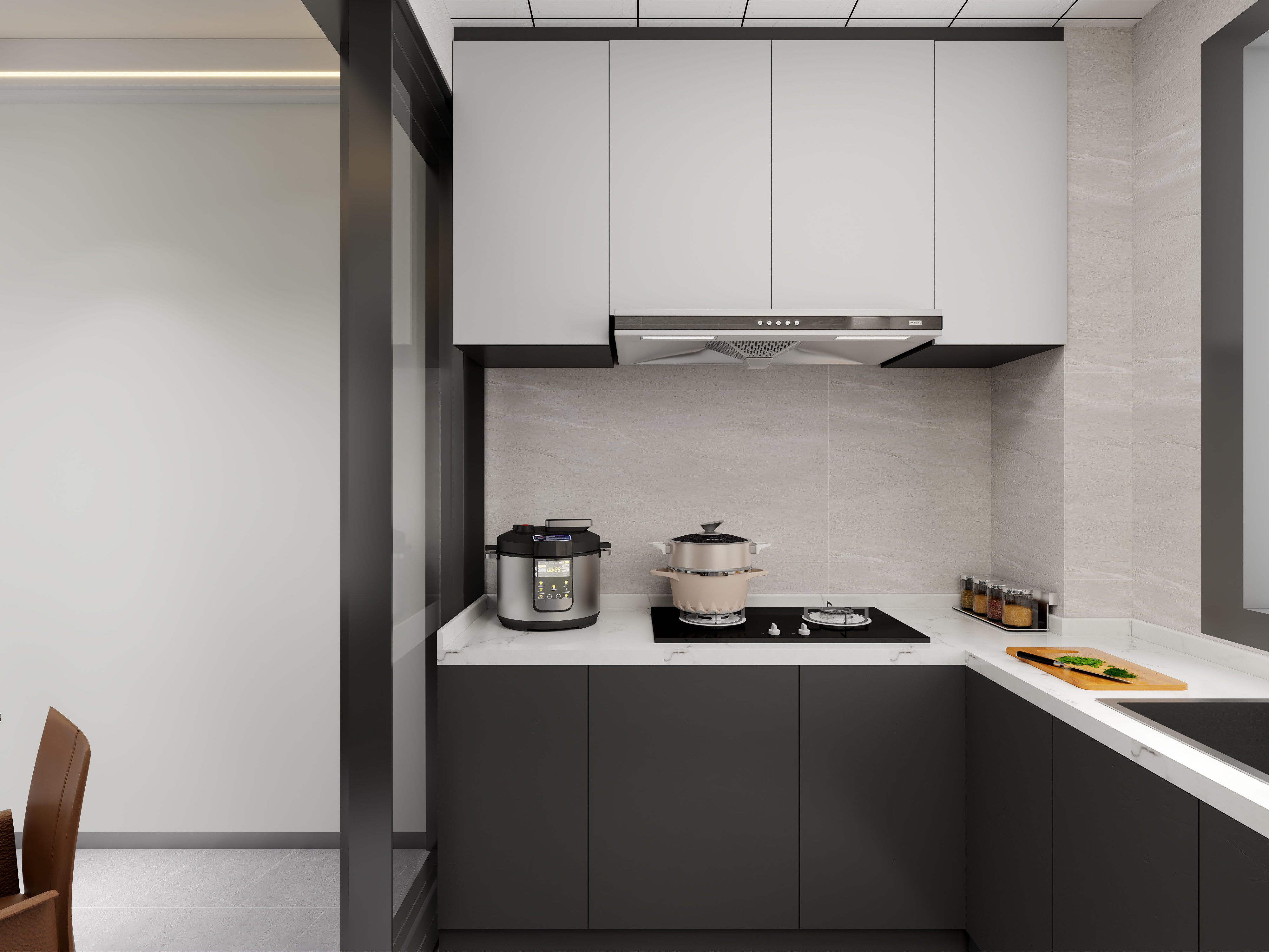 艺雅丽-106平现代简约黑白 装修效果图