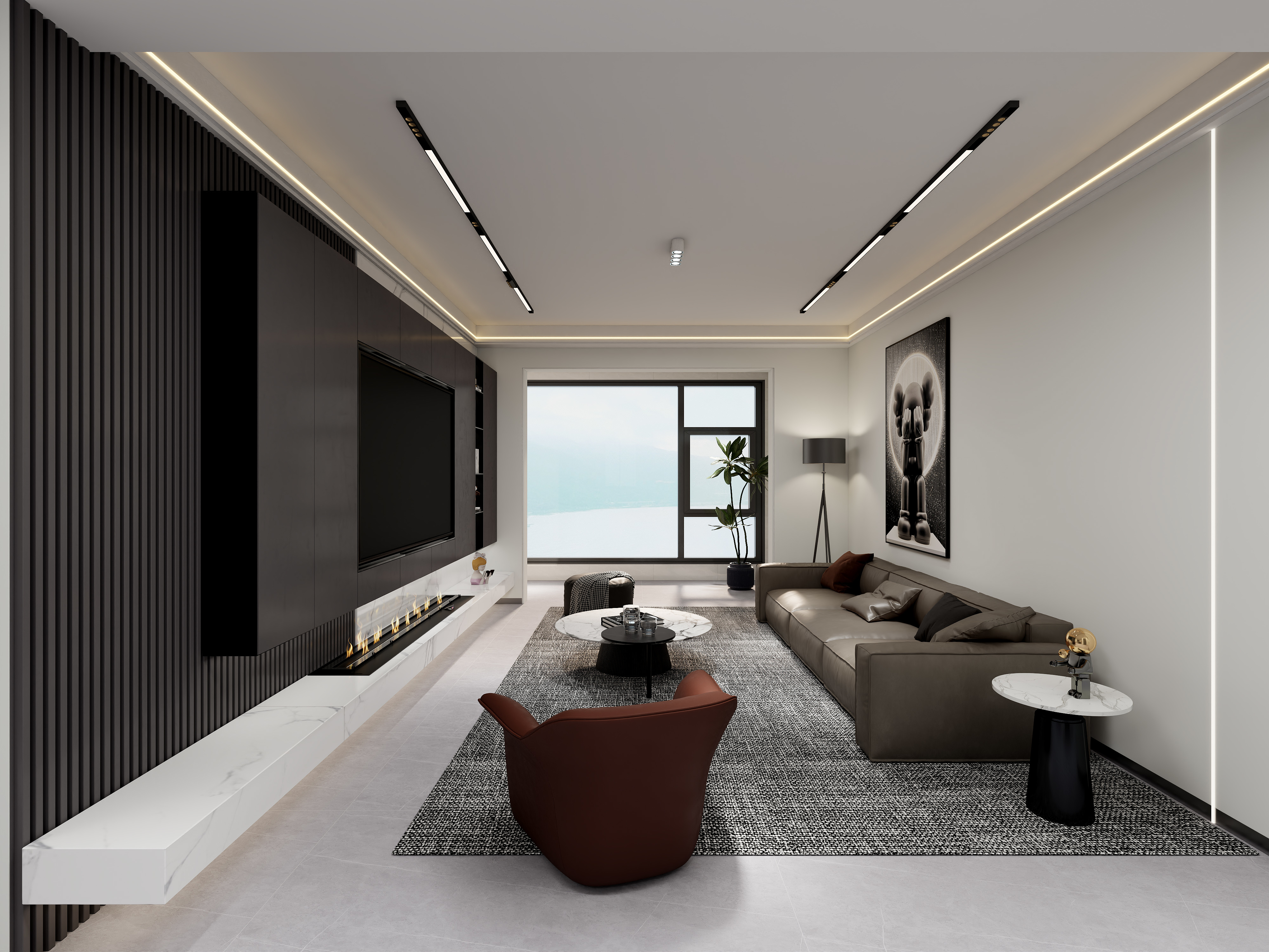 艺雅丽-106平现代简约黑白 装修效果图