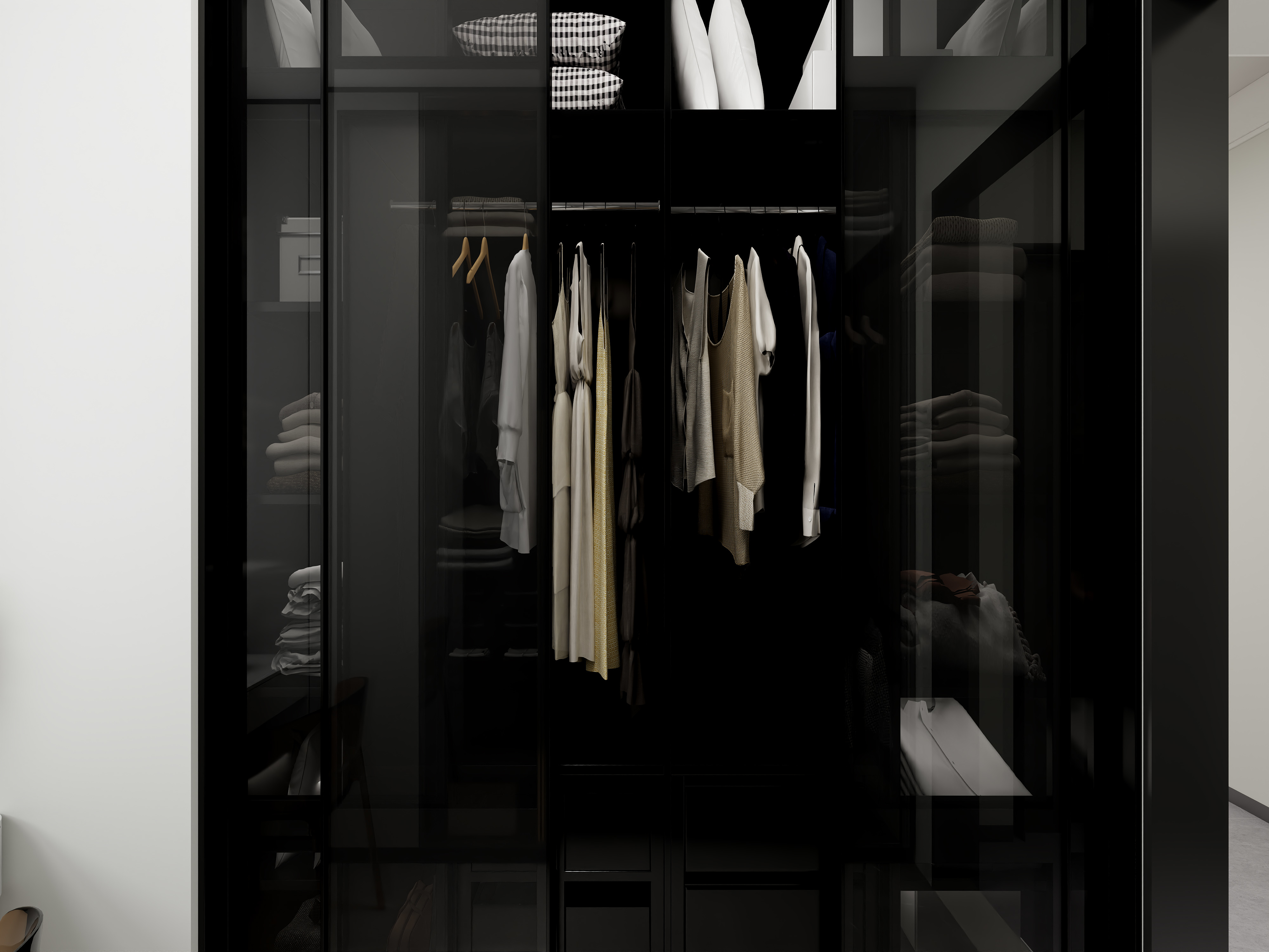 艺雅丽-106平现代简约黑白 一层步入式衣柜装修效果图第2张