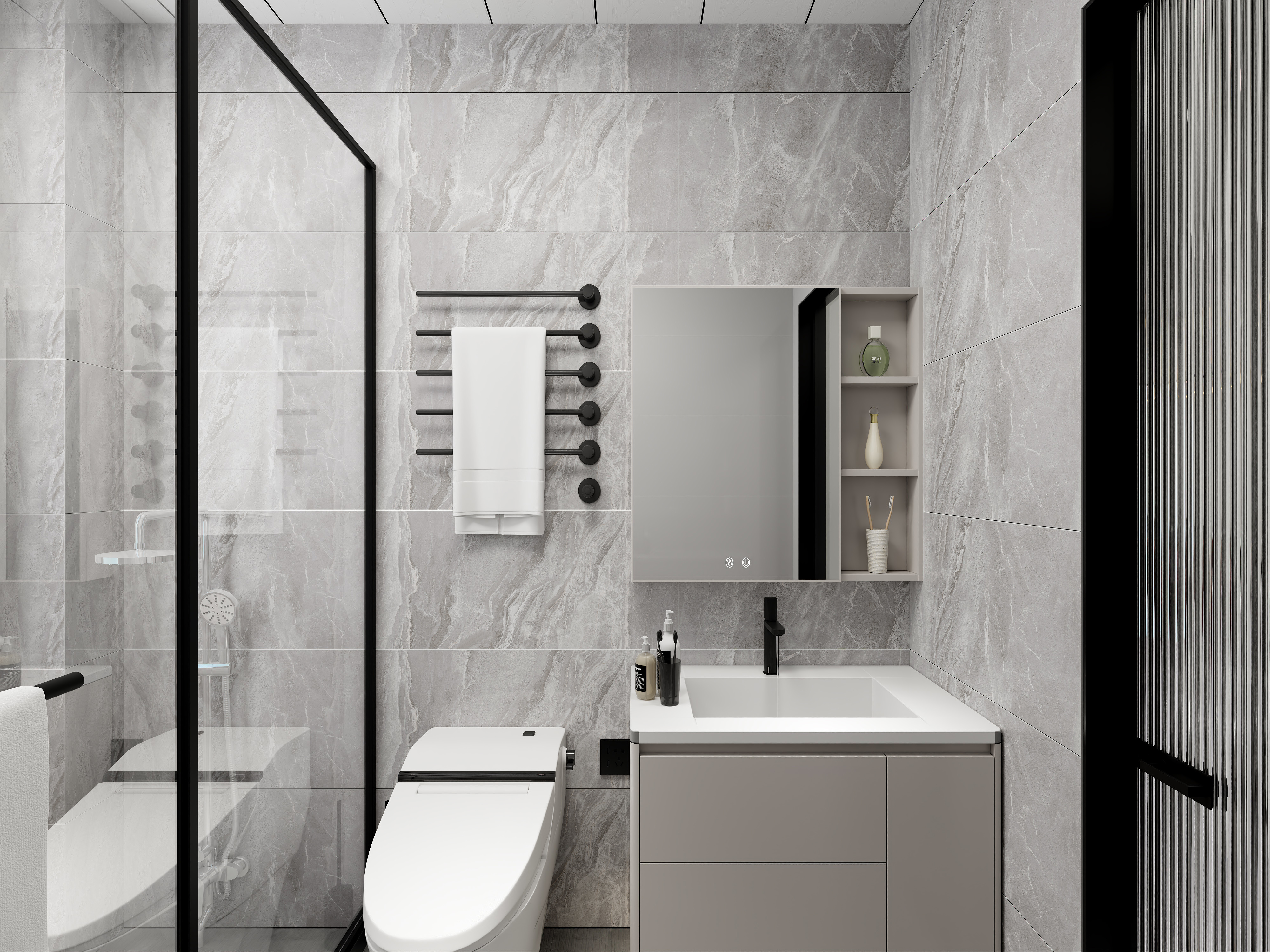 艺雅丽-106平现代简约黑白装修效果图