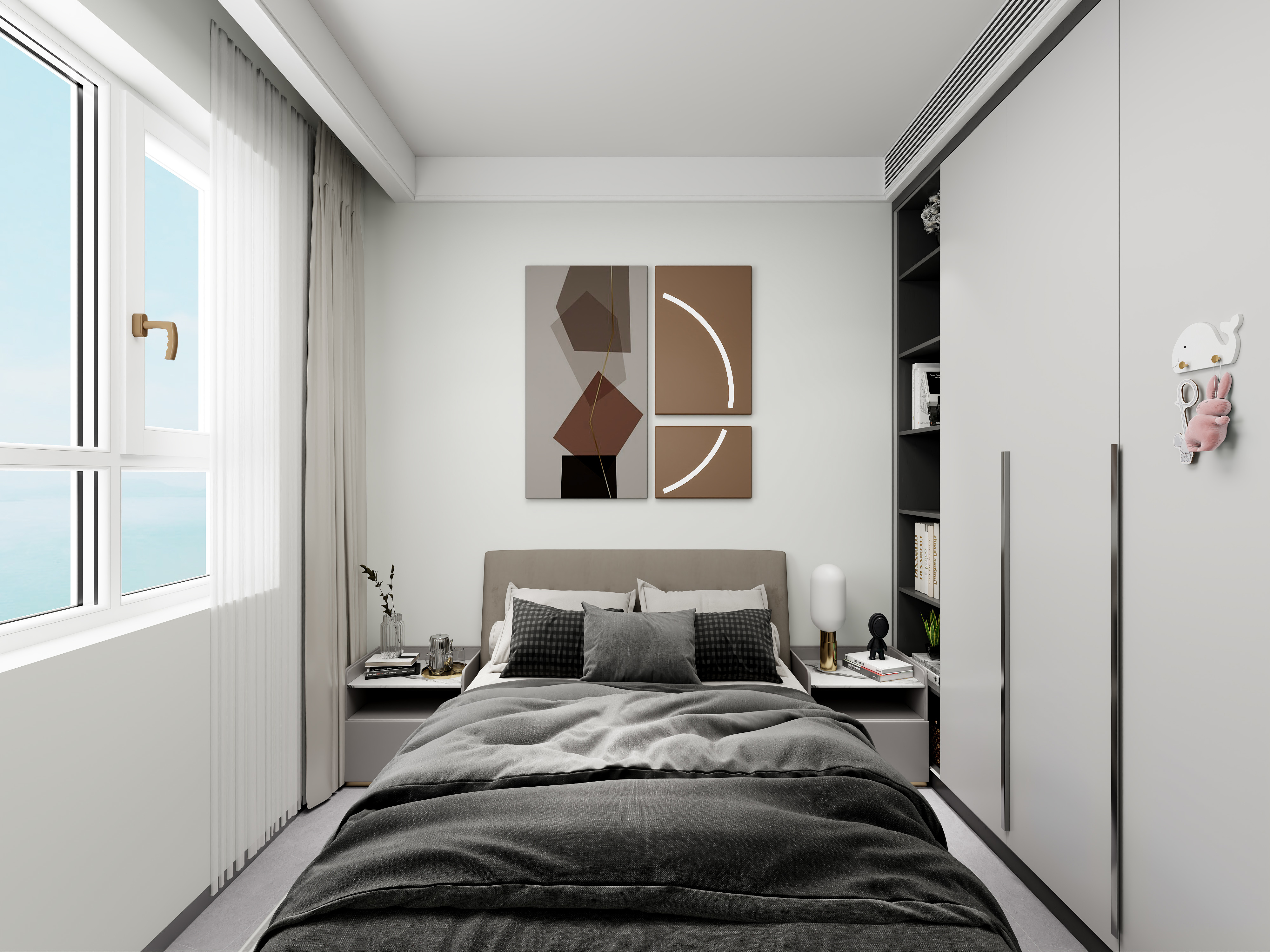 艺雅丽-106平现代简约黑白 装修效果图