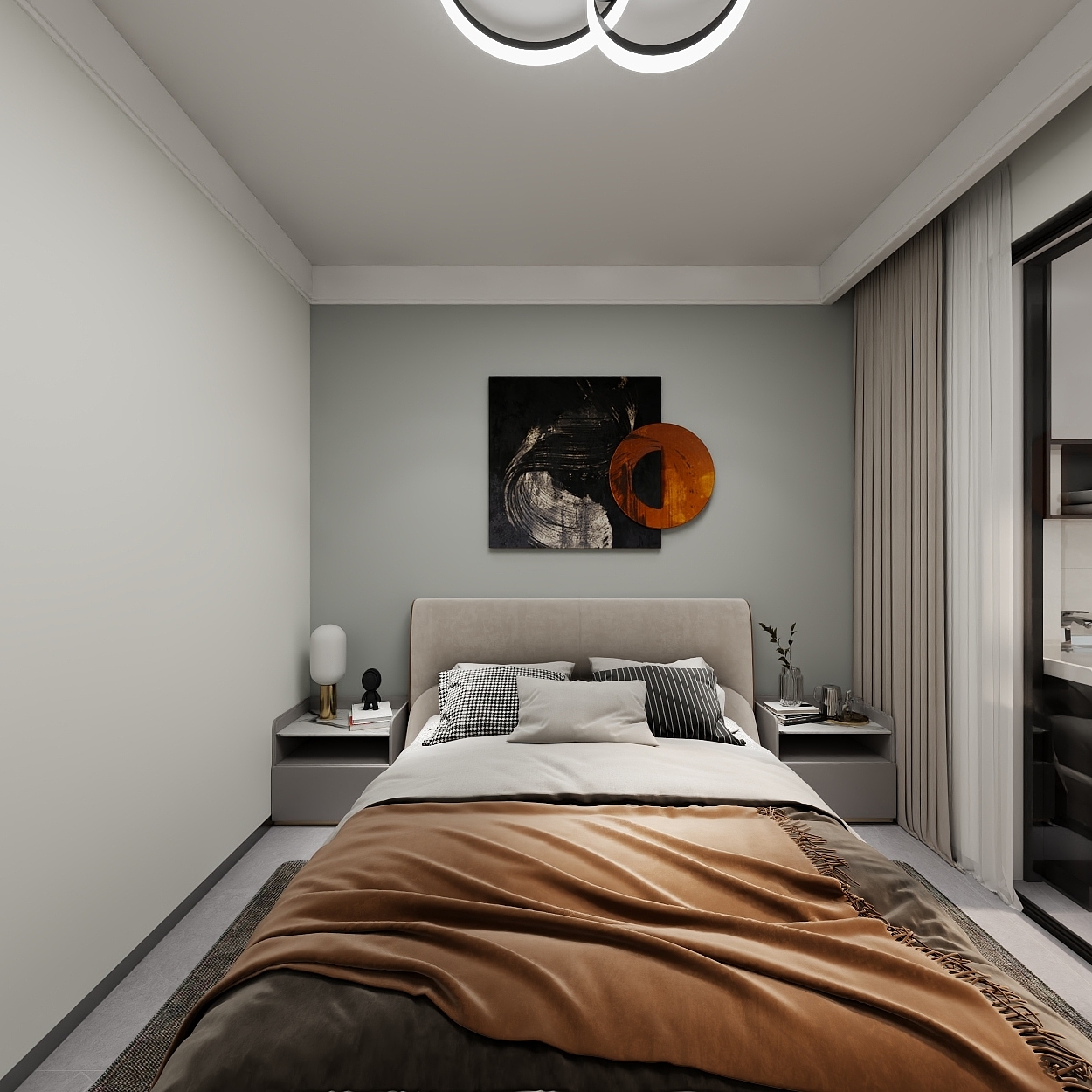 艺雅丽-106平现代简约黑白 一层主卧装修效果图第3张