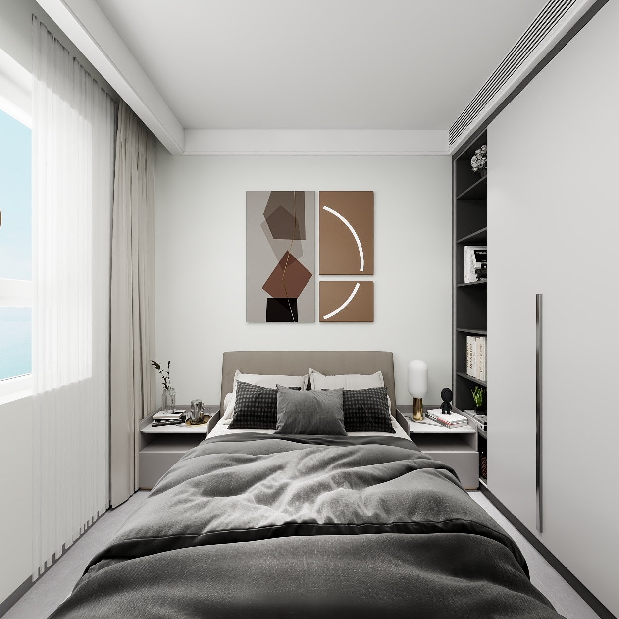 艺雅丽-106平现代简约黑白 一层次卧装修效果图第3张