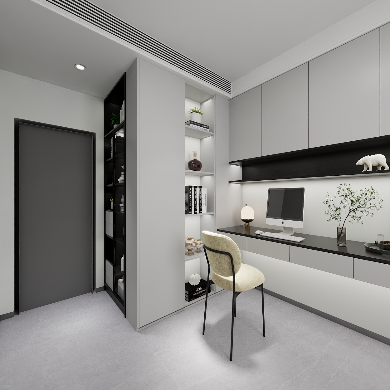 艺雅丽-106平现代简约黑白 一层书房装修效果图第3张