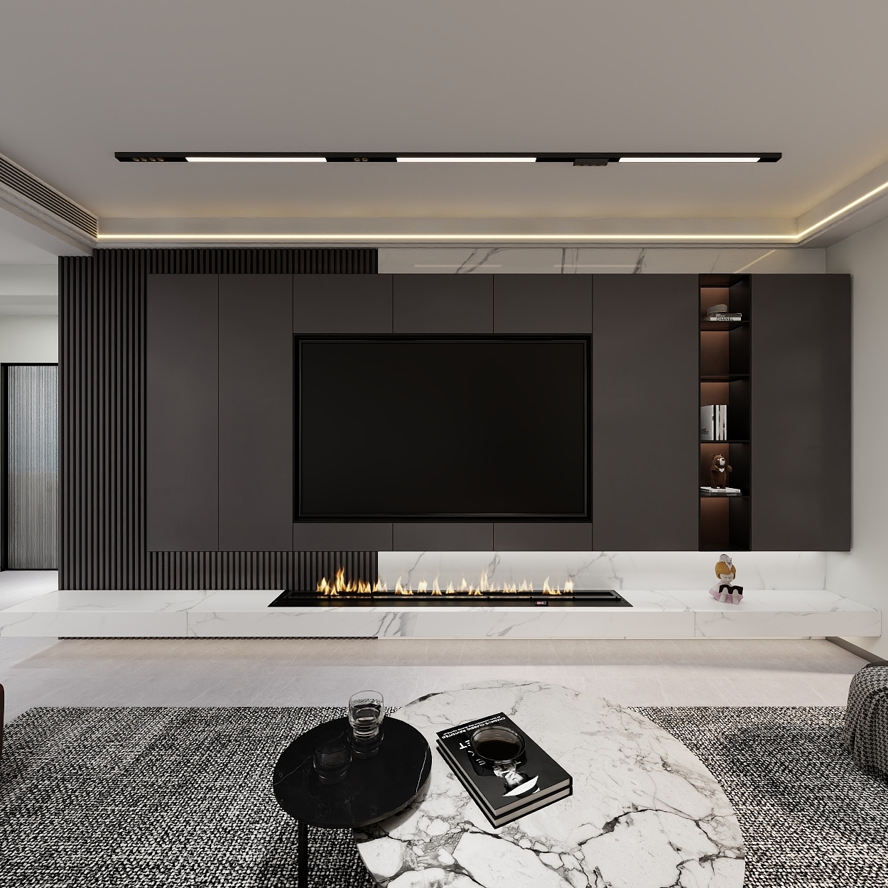 艺雅丽-106平现代简约黑白 一层客餐厅装修效果图第5张