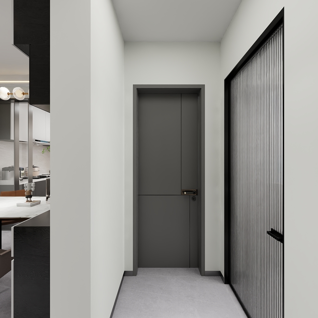 艺雅丽-106平现代简约黑白 一层走廊装修效果图第1张