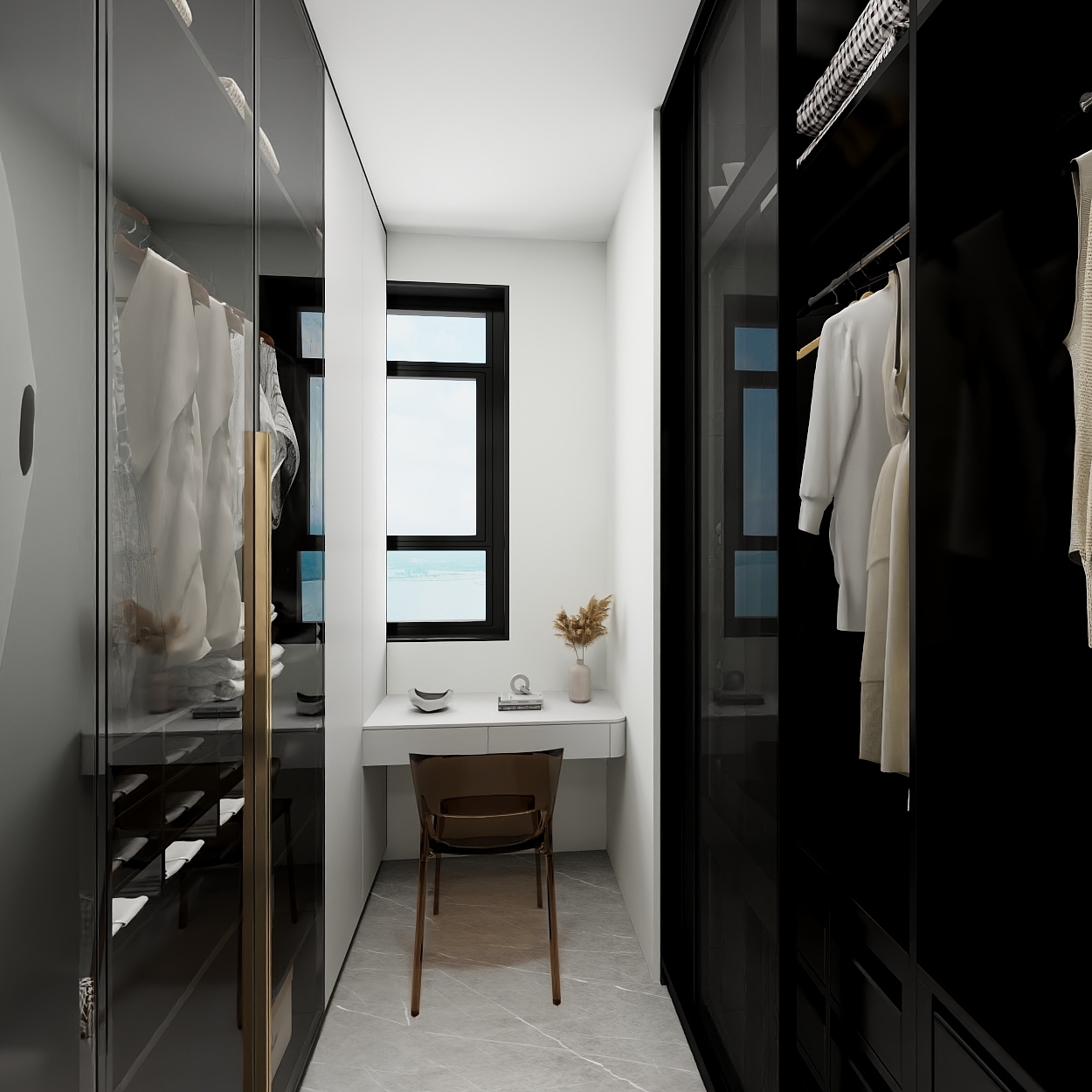艺雅丽-106平现代简约黑白 一层步入式衣柜装修效果图第3张