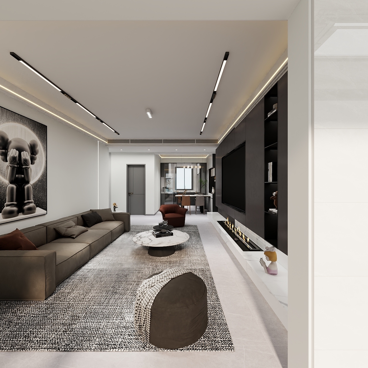 艺雅丽-106平现代简约黑白 一层阳台装修效果图第3张