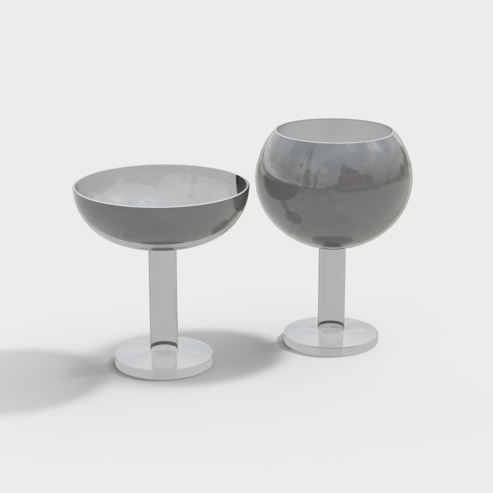 欧式玻璃红酒杯组合3D模型