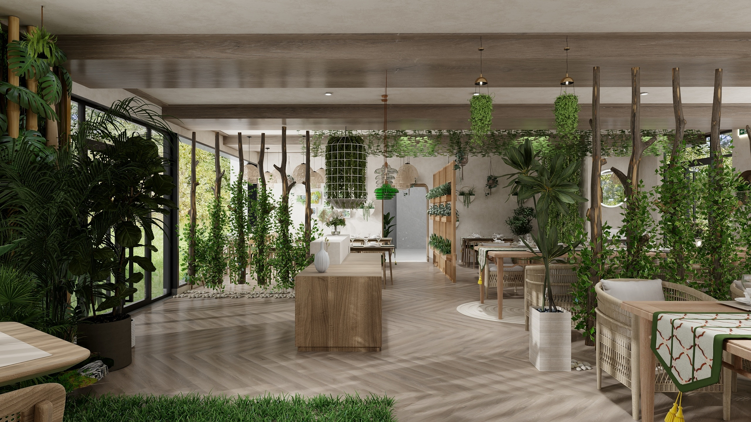 暮烟91888-160平瀑布餐厅-装修设计方案