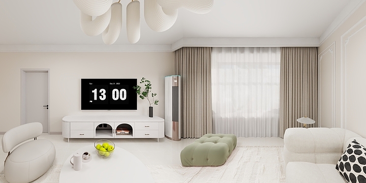 北京京益装饰-华侨城85平奶油风-装修设计方案