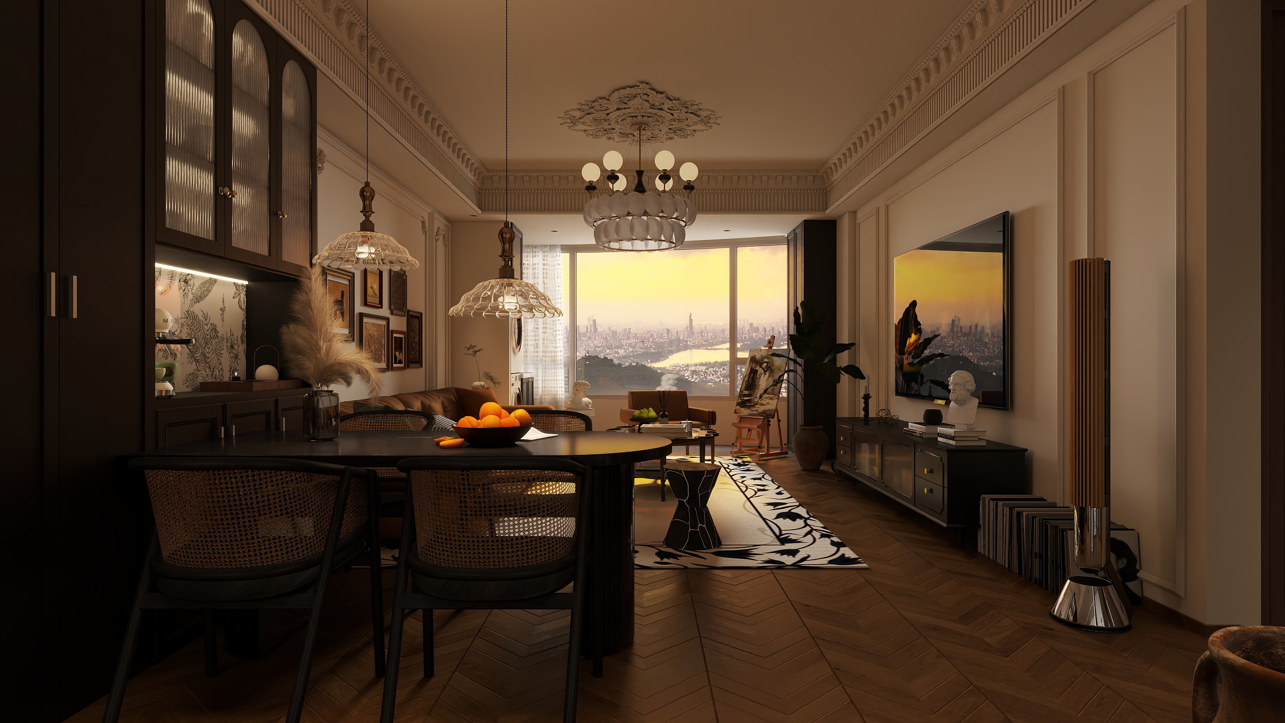 TS33333-水岸蓝桥中古风装修效果图