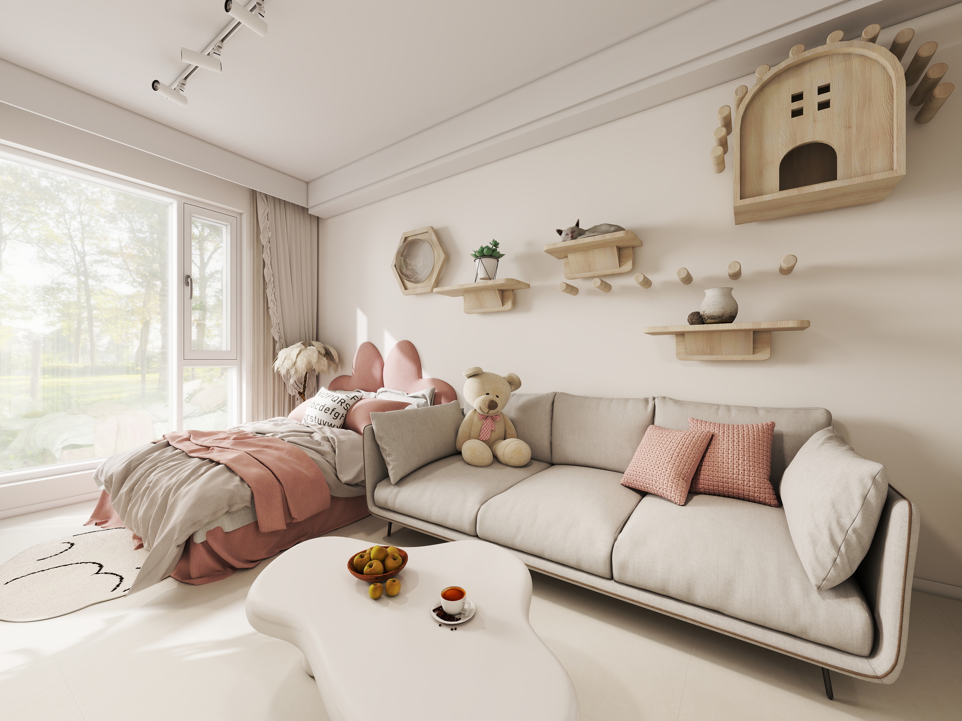 DesigneLG-现代简约奶油风一室一厅-装修设计方案