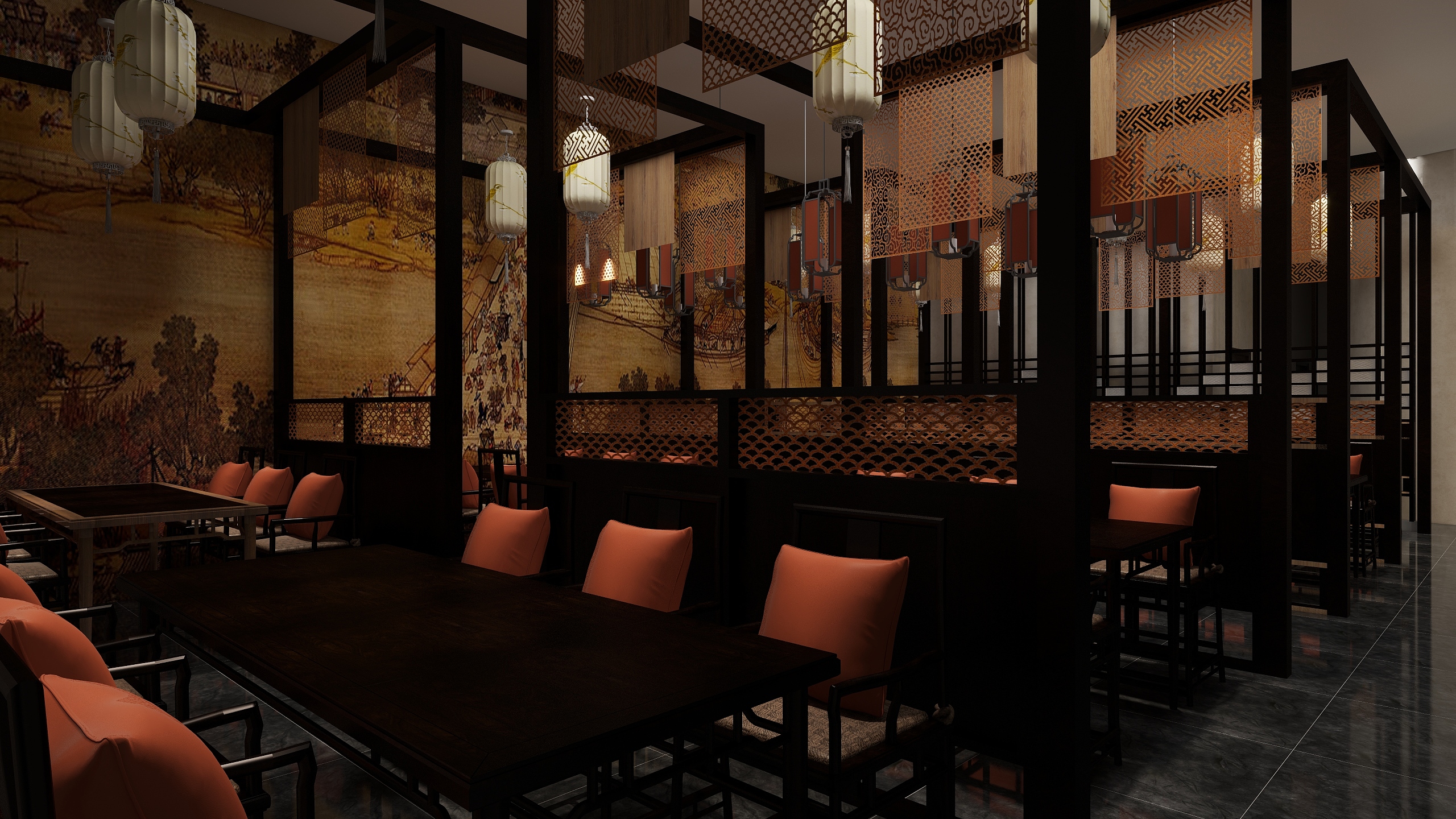 暮烟91888-300㎡宋代餐厅-装修设计方案