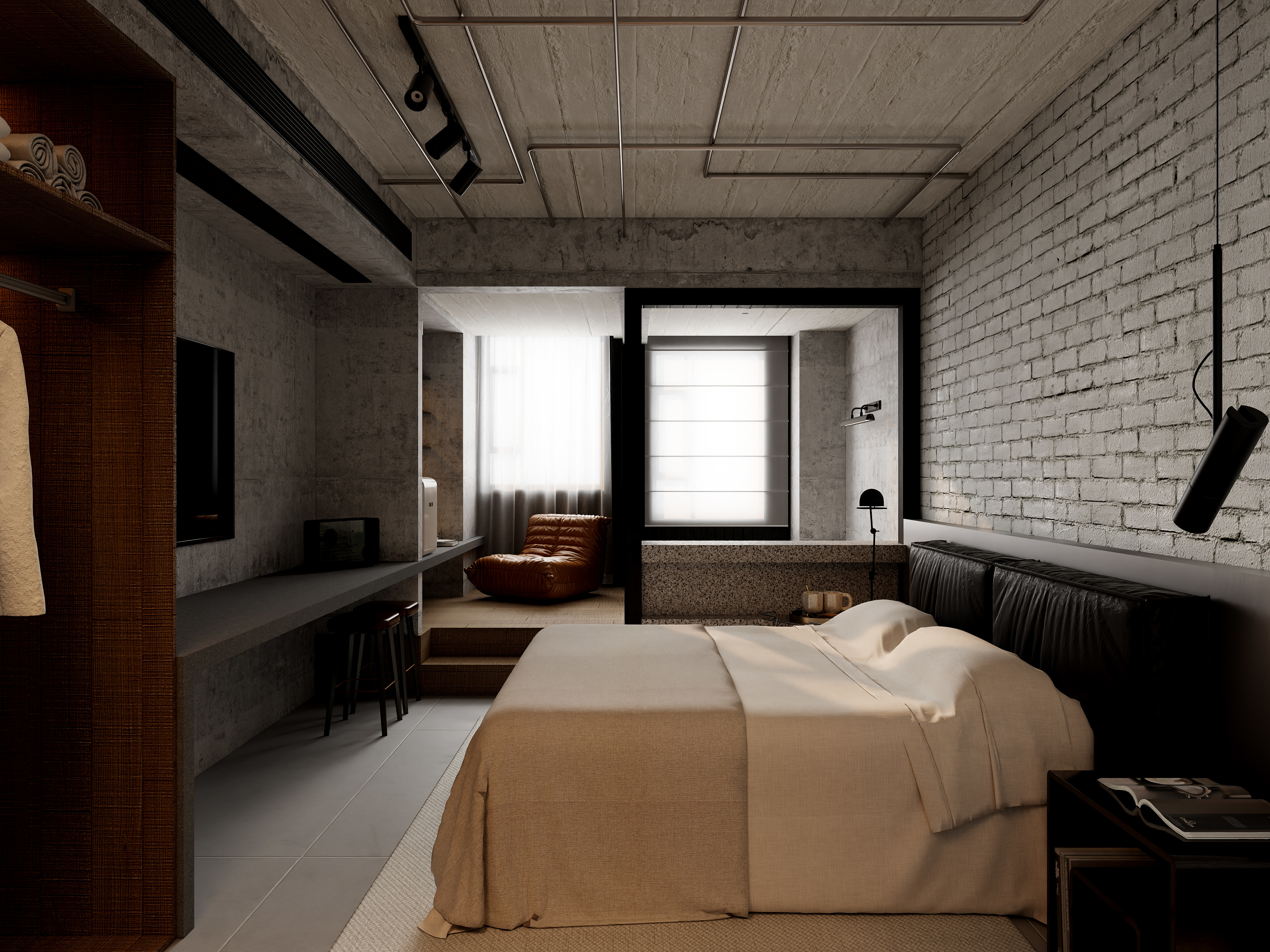 白水泥-重庆天生丽街工业风公寓民宿-装修设计方案