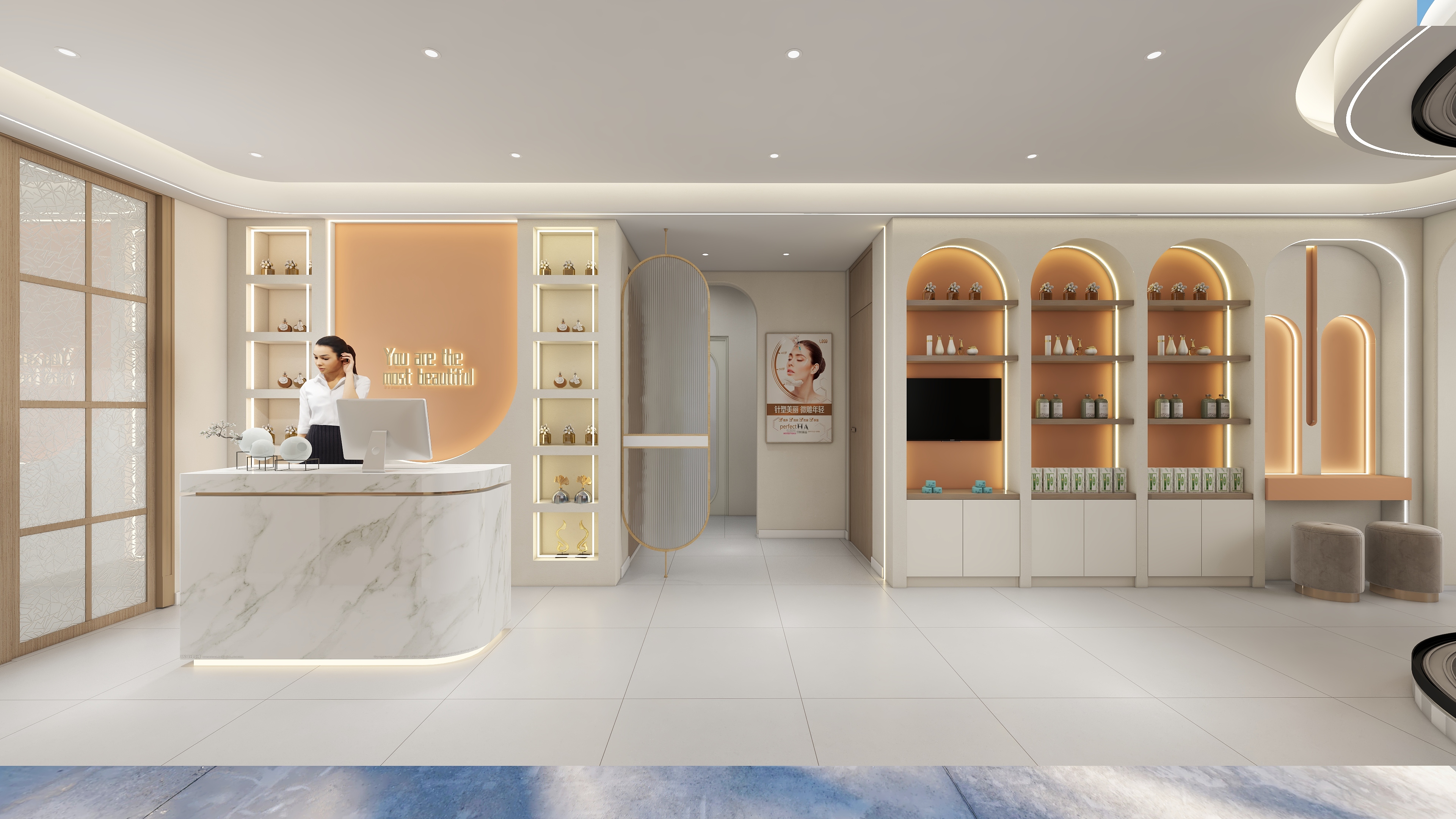 全景图V-美容足浴按摩养生馆-装修设计方案