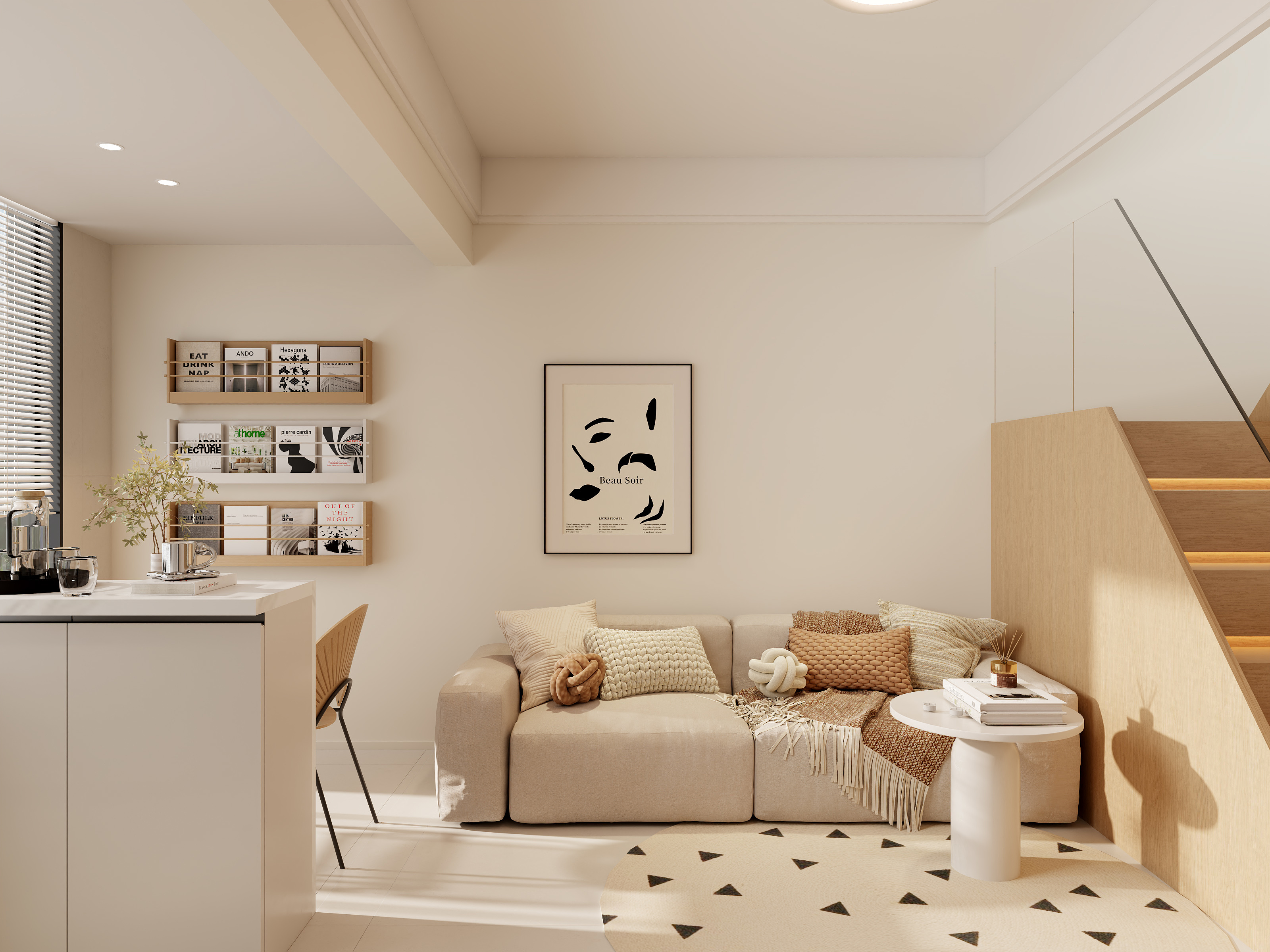 CreamDesign-奶油风复式公寓装修效果图