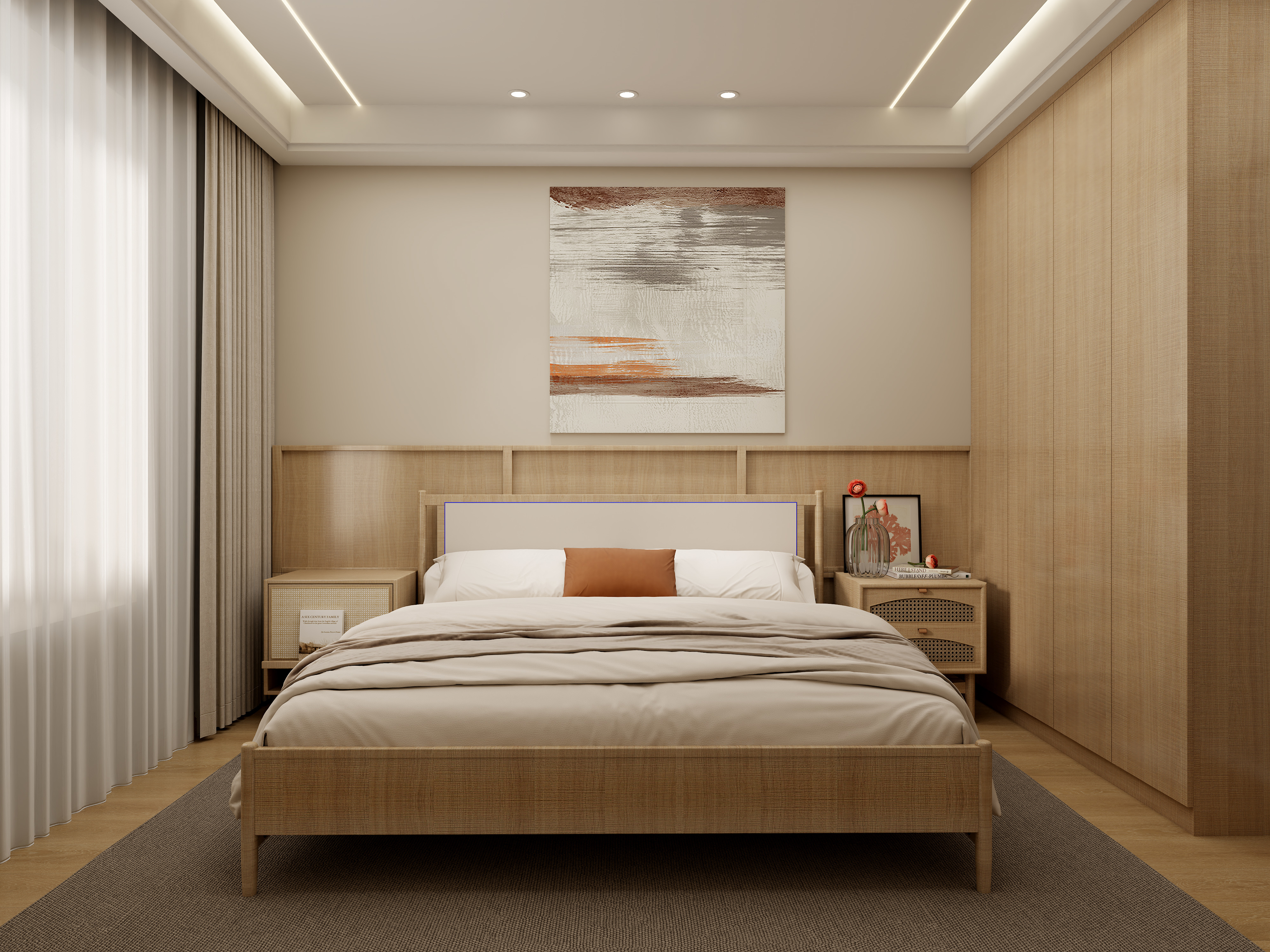 壹诺设计工作室-日式风 二层次卧装修效果图第1张