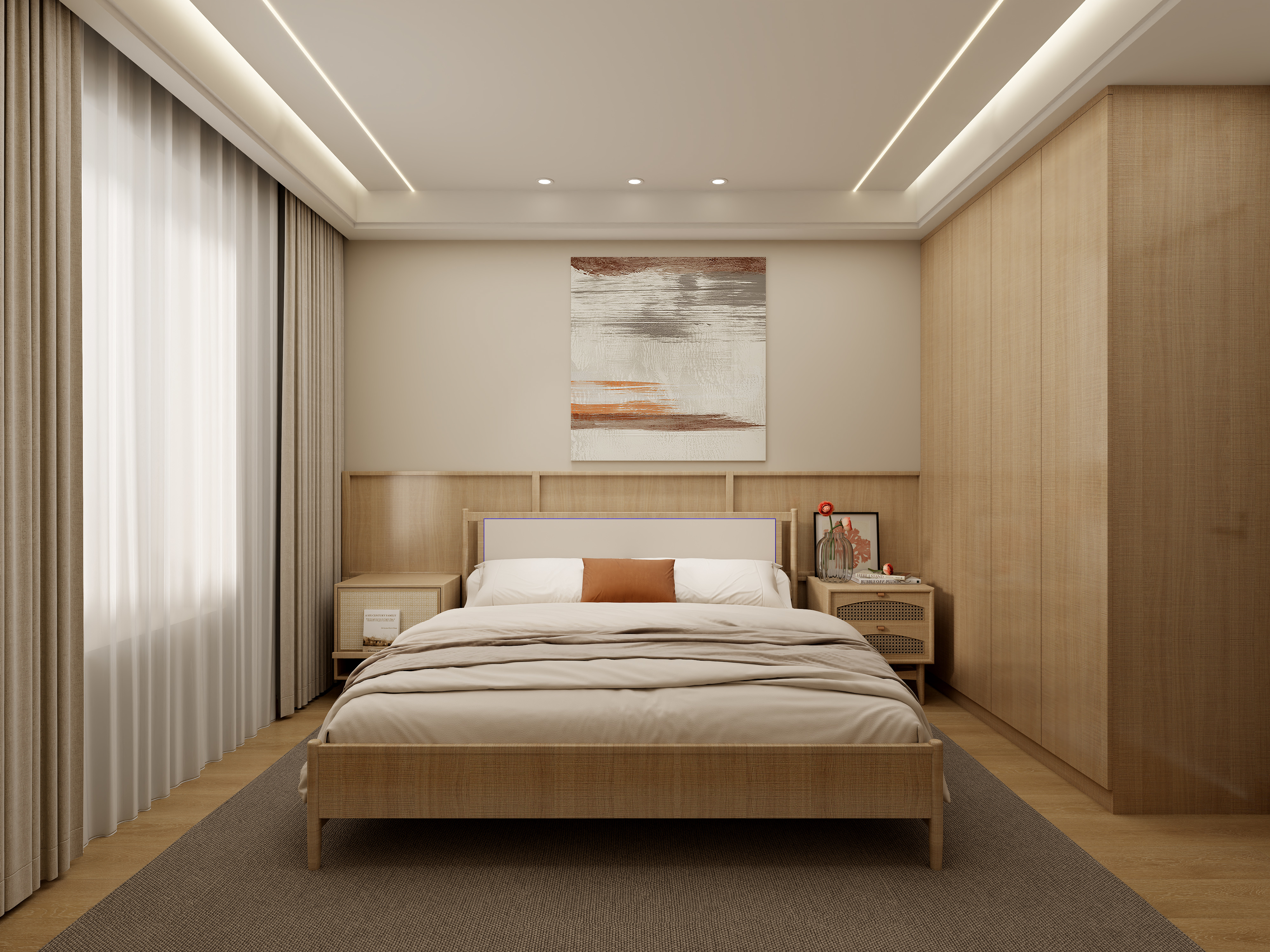 壹诺设计工作室-日式风 二层次卧装修效果图第3张