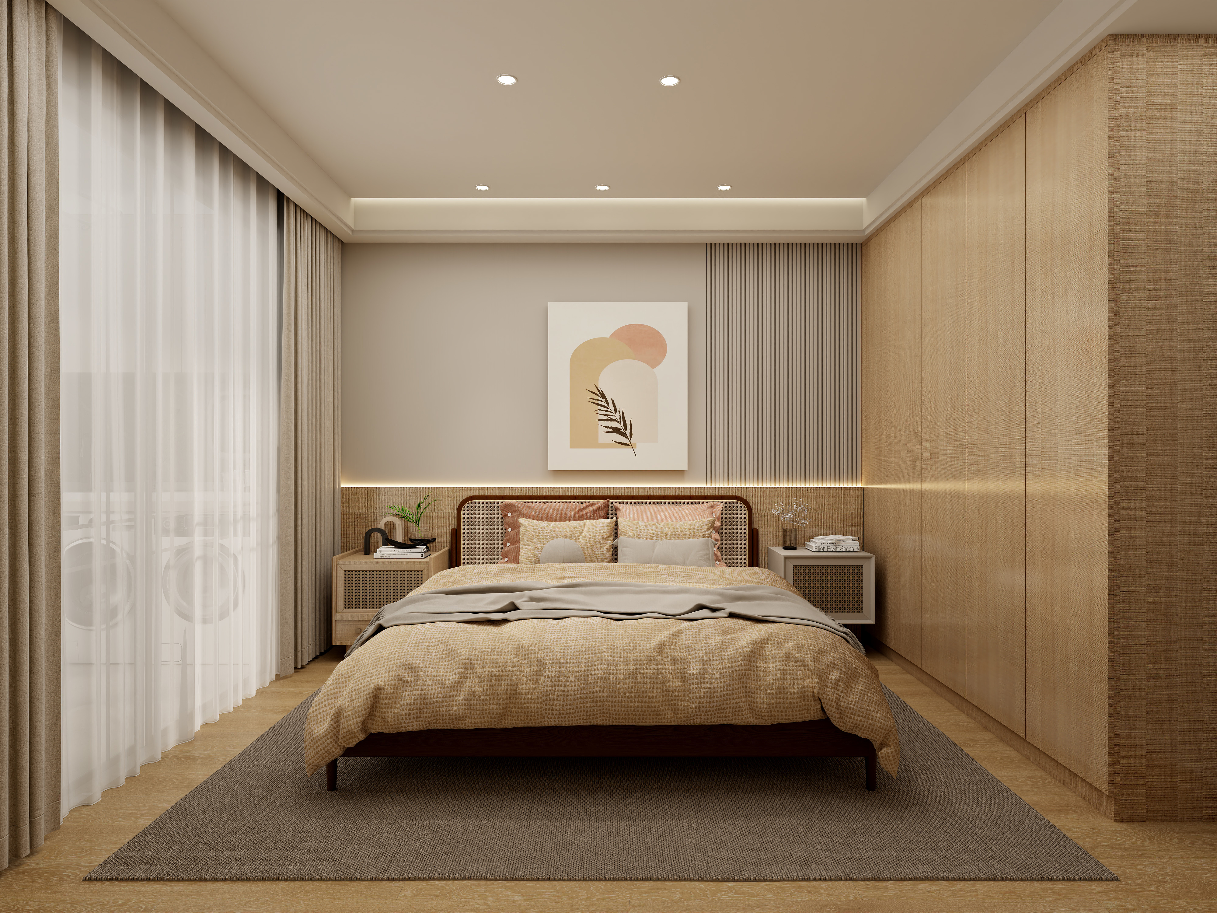 壹诺设计工作室-日式风 二层主卧装修效果图第3张