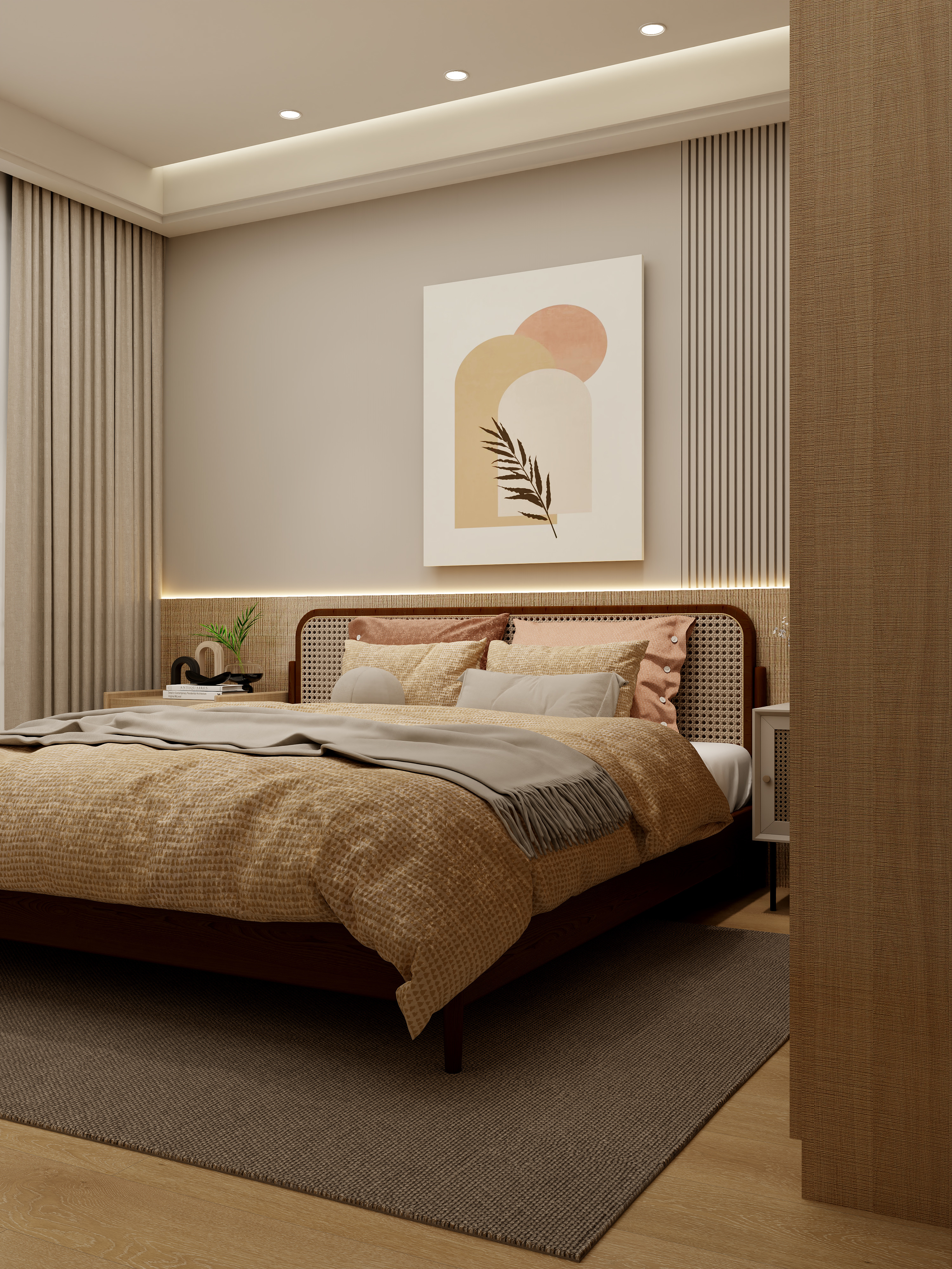 壹诺设计工作室-日式风 二层主卧装修效果图第2张