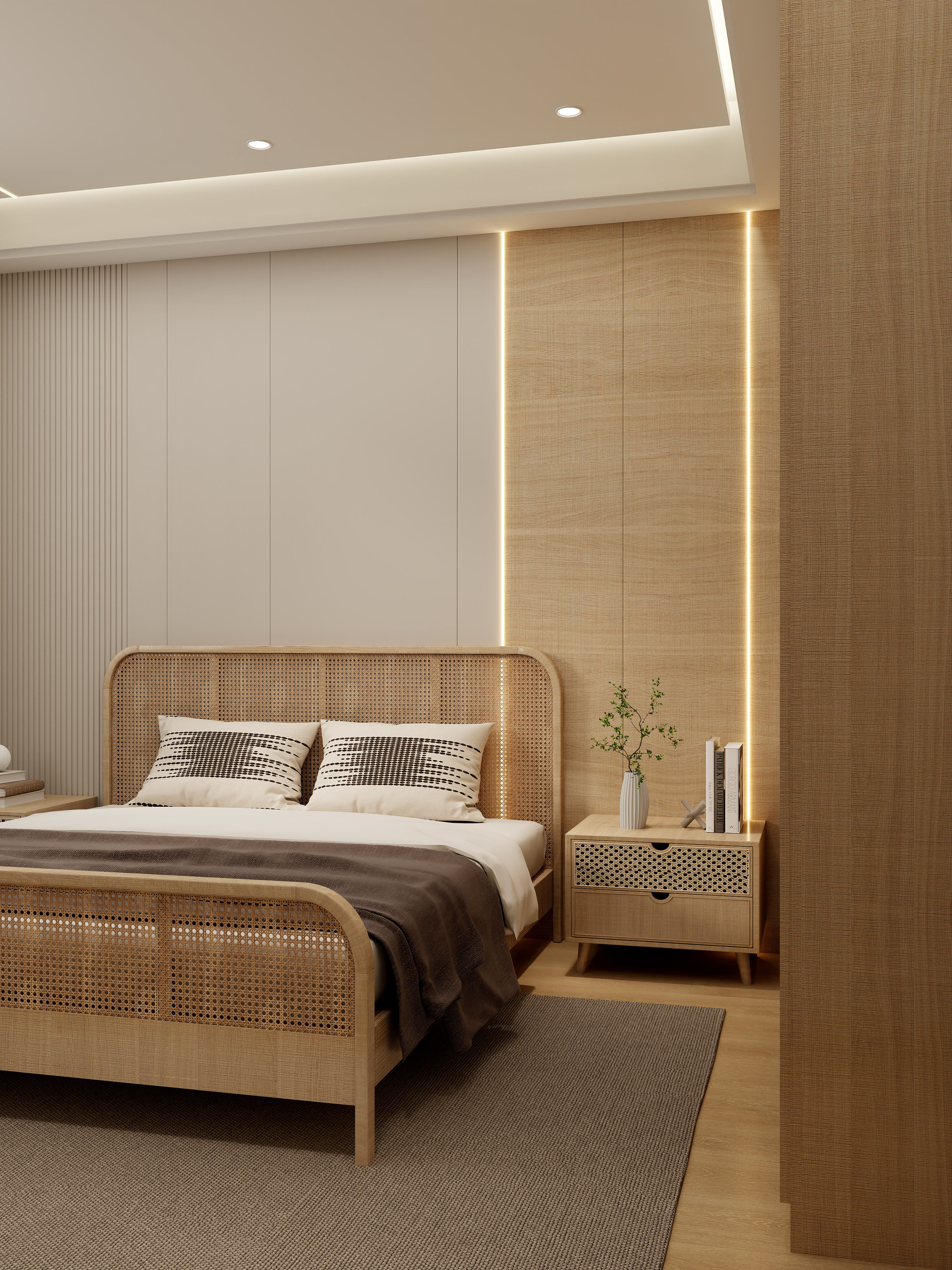 壹诺设计工作室-日式风 二层次卧装修效果图第2张