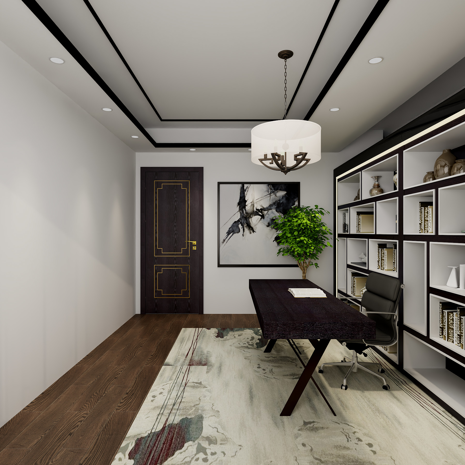 吴爽-233m²新中式风格设计装修效果图