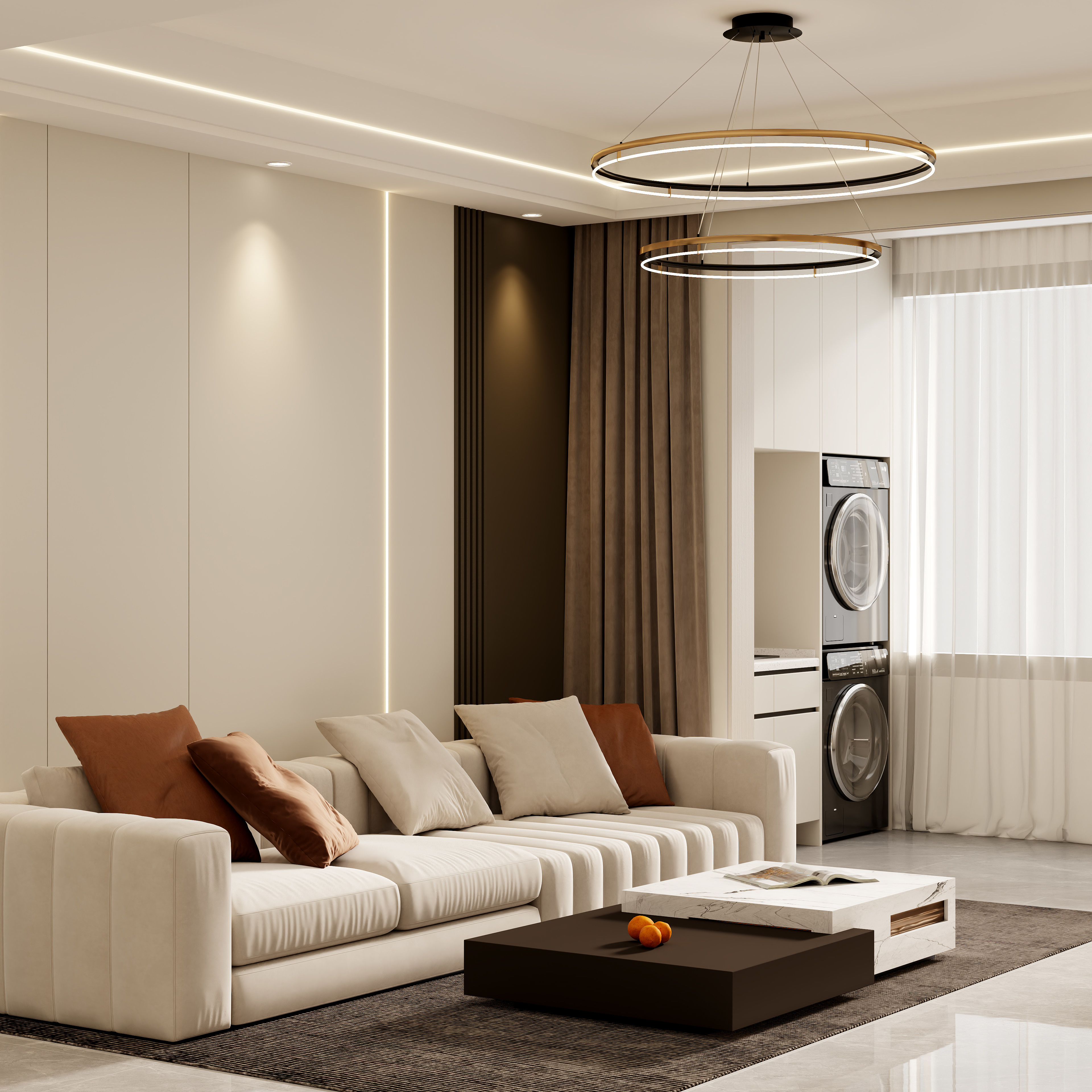 壹诺设计工作室-95㎡3室-现代极简装修效果图