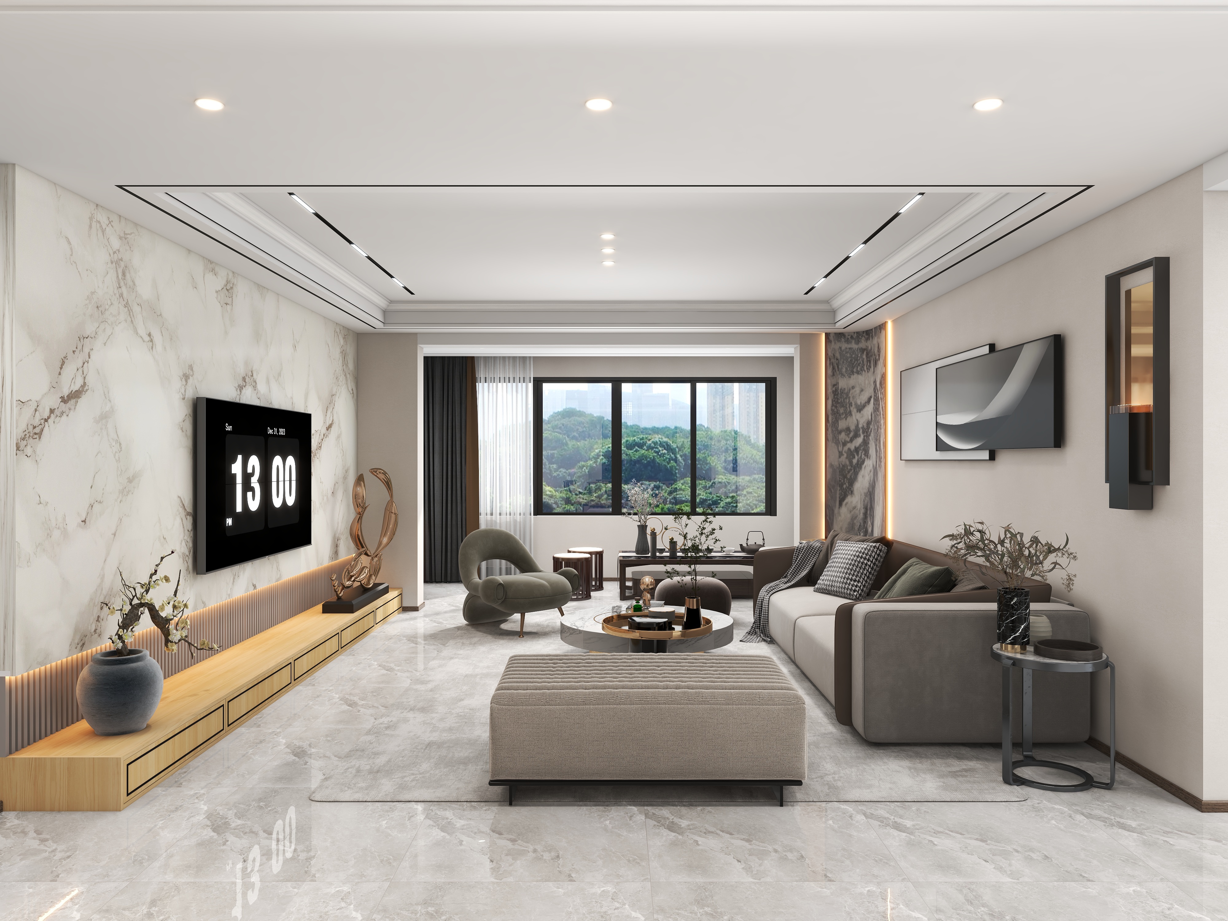 设计师石宏月-200平4室2厅2卫1厨混搭风装修效果图