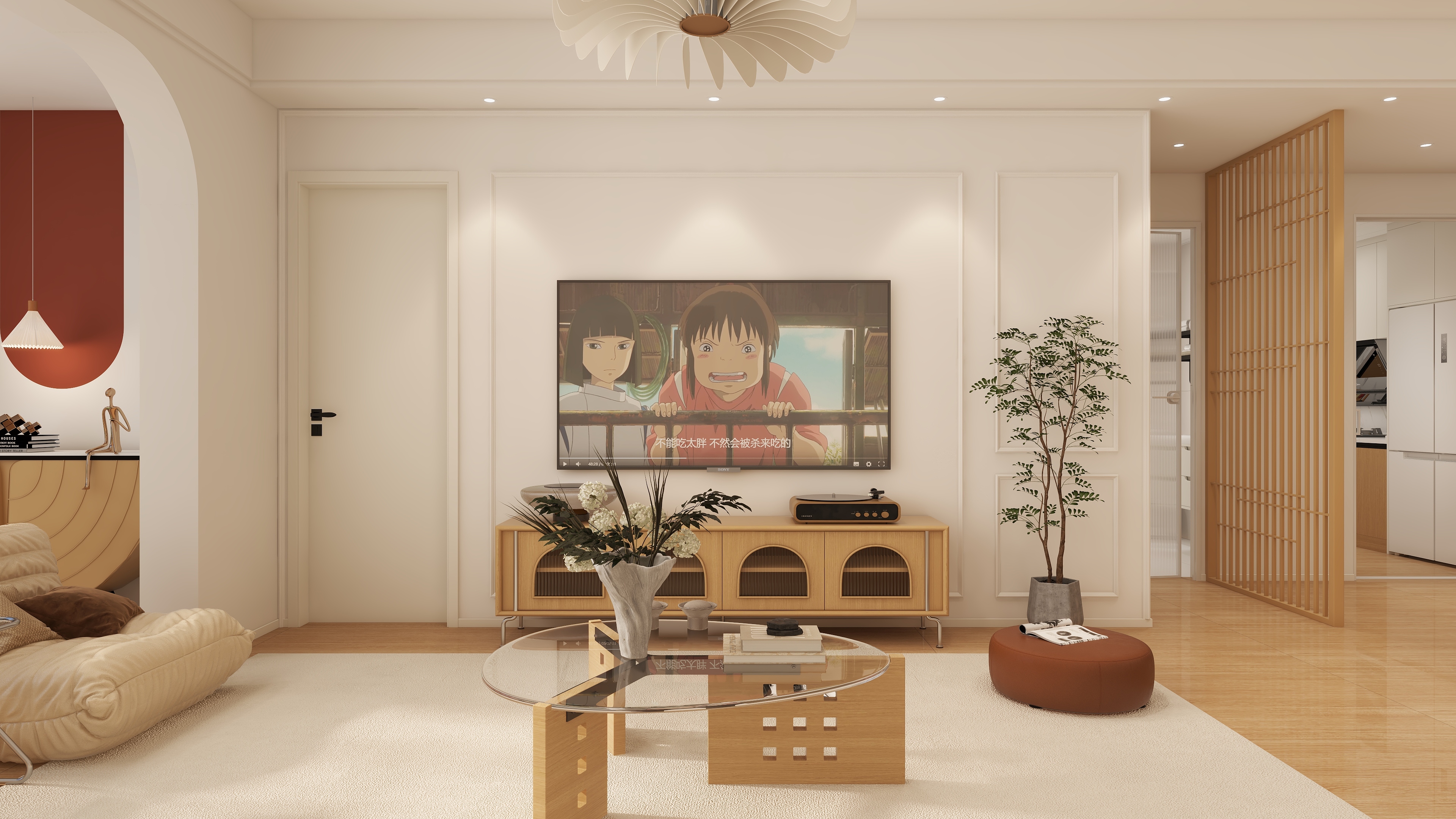 不梵设计-原木风-缇香湖住宅三室装修效果图