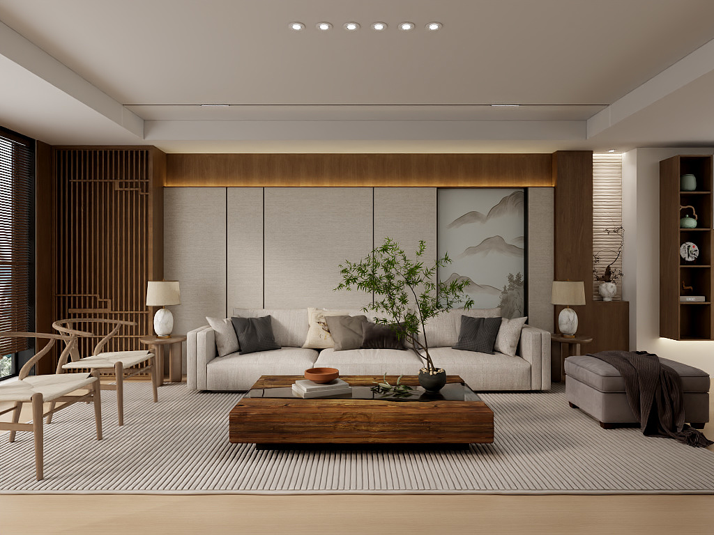 设计赵灵巧-新中式客厅-装修设计方案