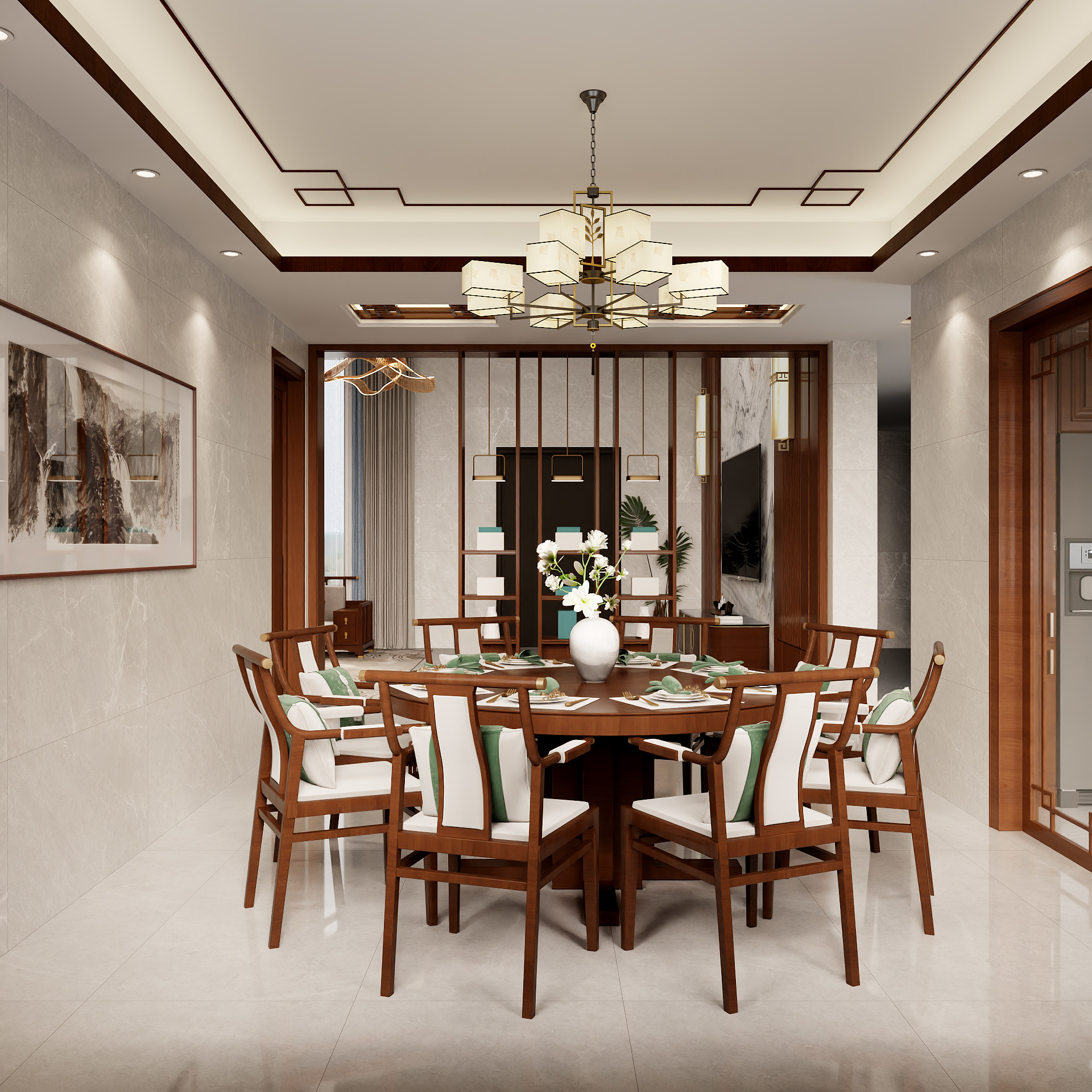 吴爽- 117m²新中式风格设计   装修效果图