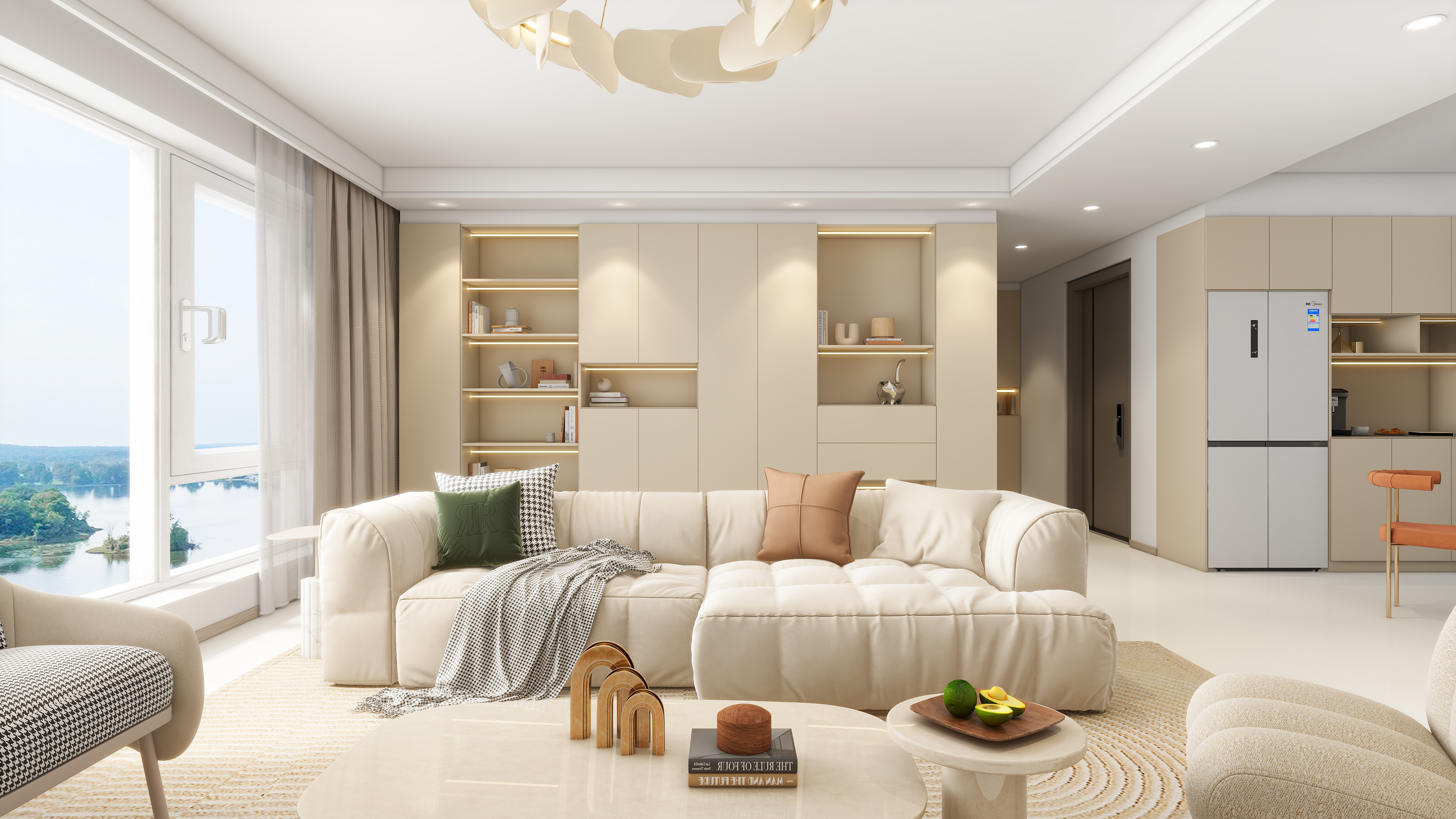 梁元_-云和天境125平效果图 奶油风-装修设计方案