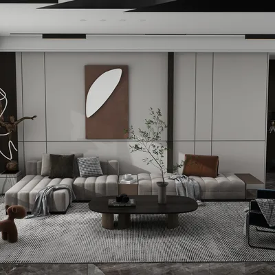 Modern Minimalist Gray Living Room