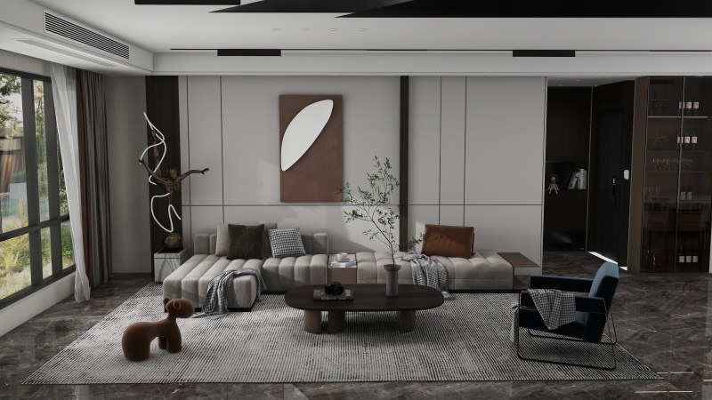 Modern Minimalist Gray Living Room
