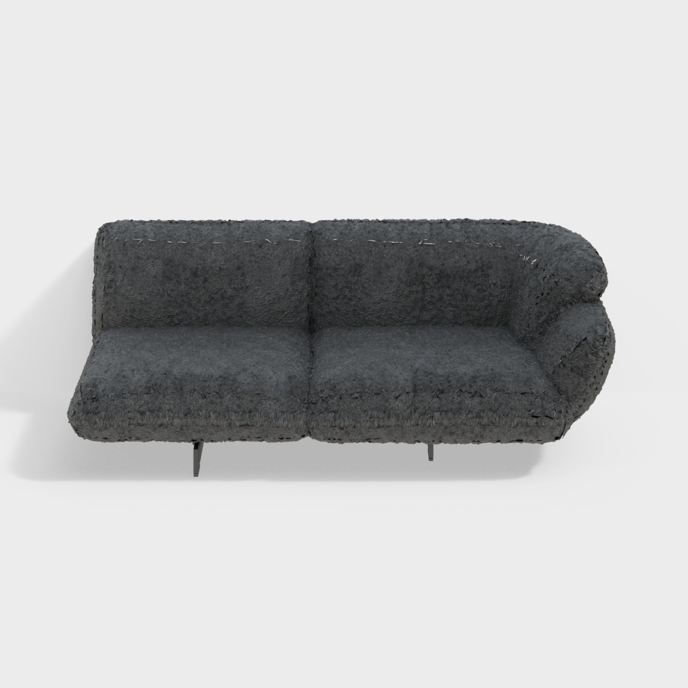Cassina SUPERBEAM LP Black leather double sofa wit3D模型