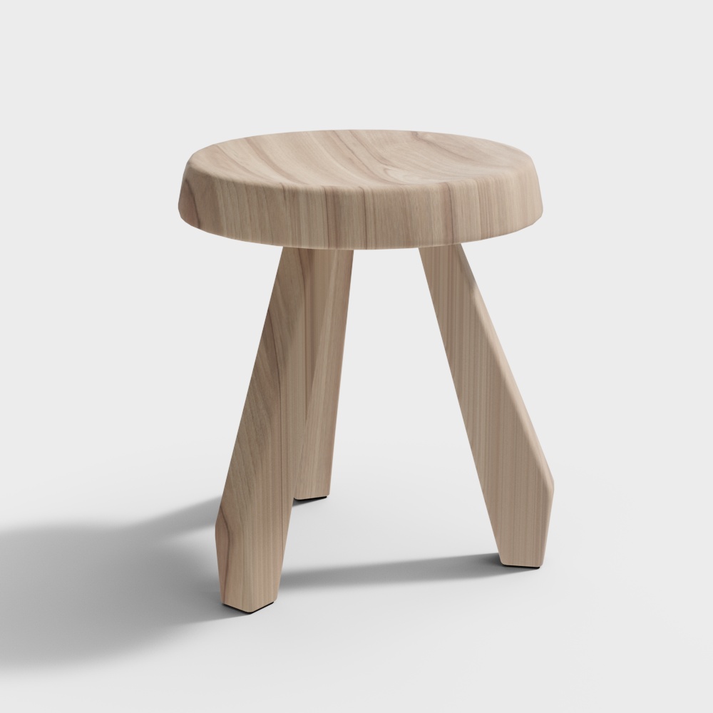 Cassina tabouret meribel Wooden stool 3D模型