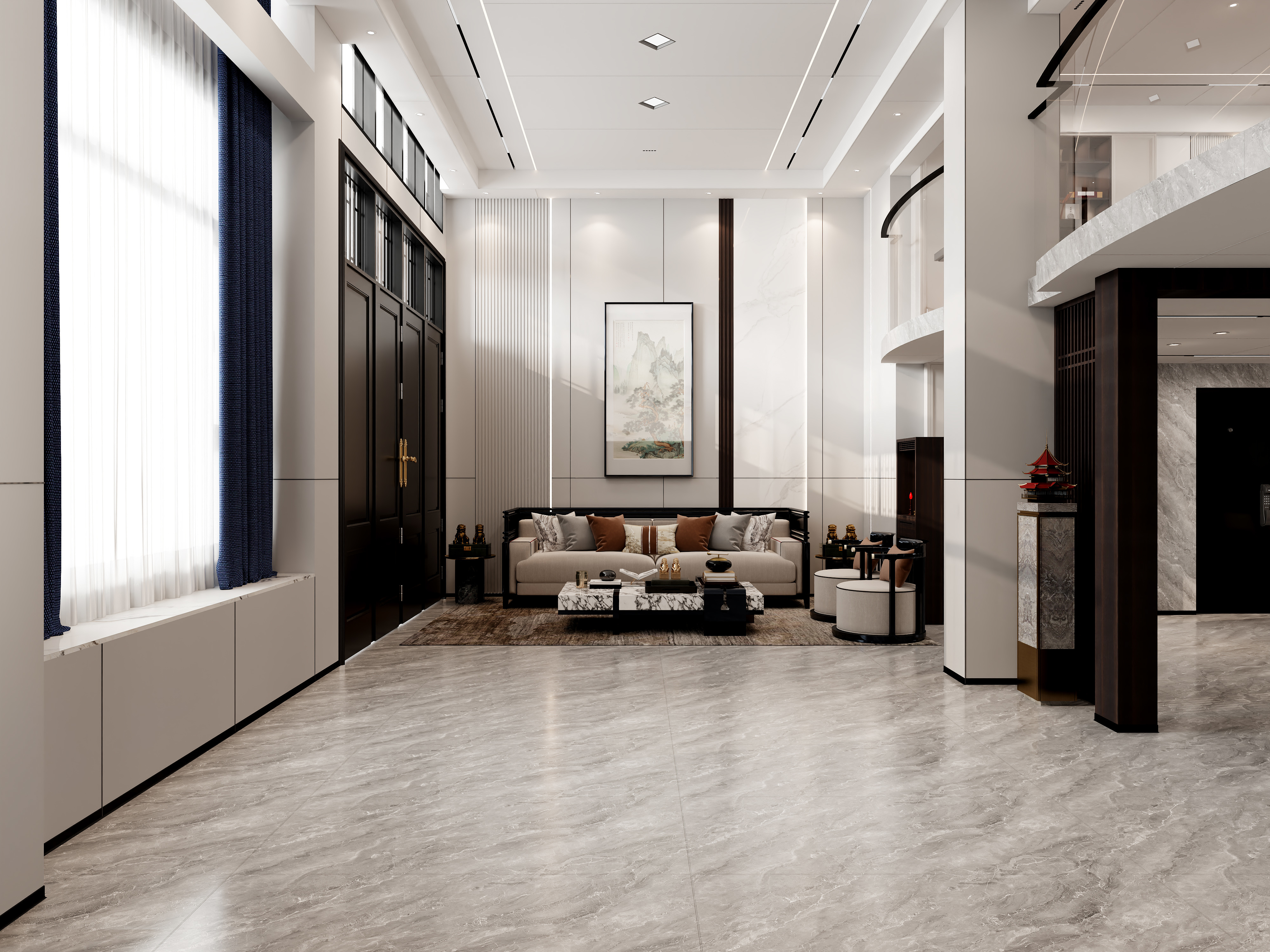 南昌经营部-高安店客户-一楼新中式-5.6-装修设计方案