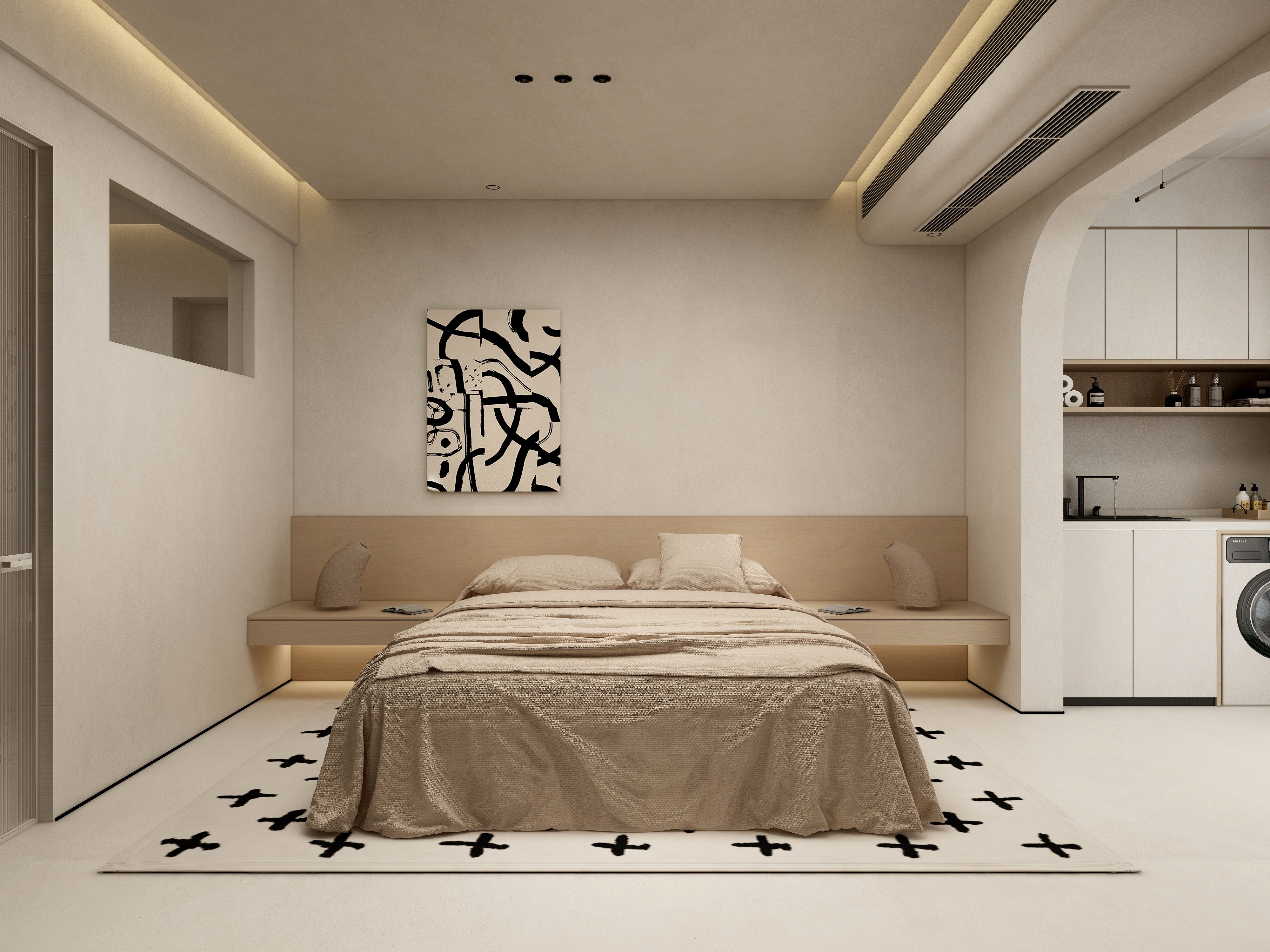 张煜强煜境设计-257平米奶油原木简约复式装修效果图