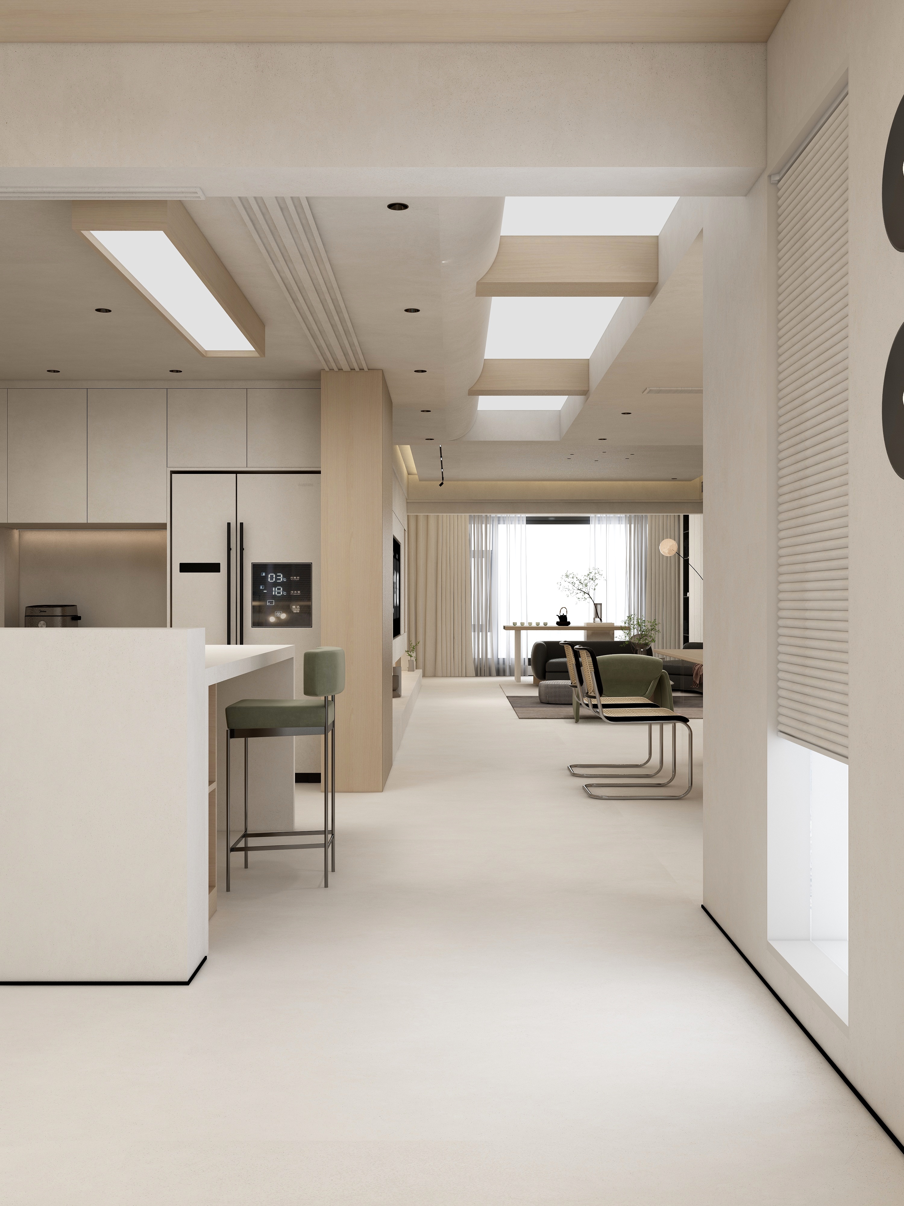 张煜强煜境设计-257平米奶油原木简约复式装修效果图