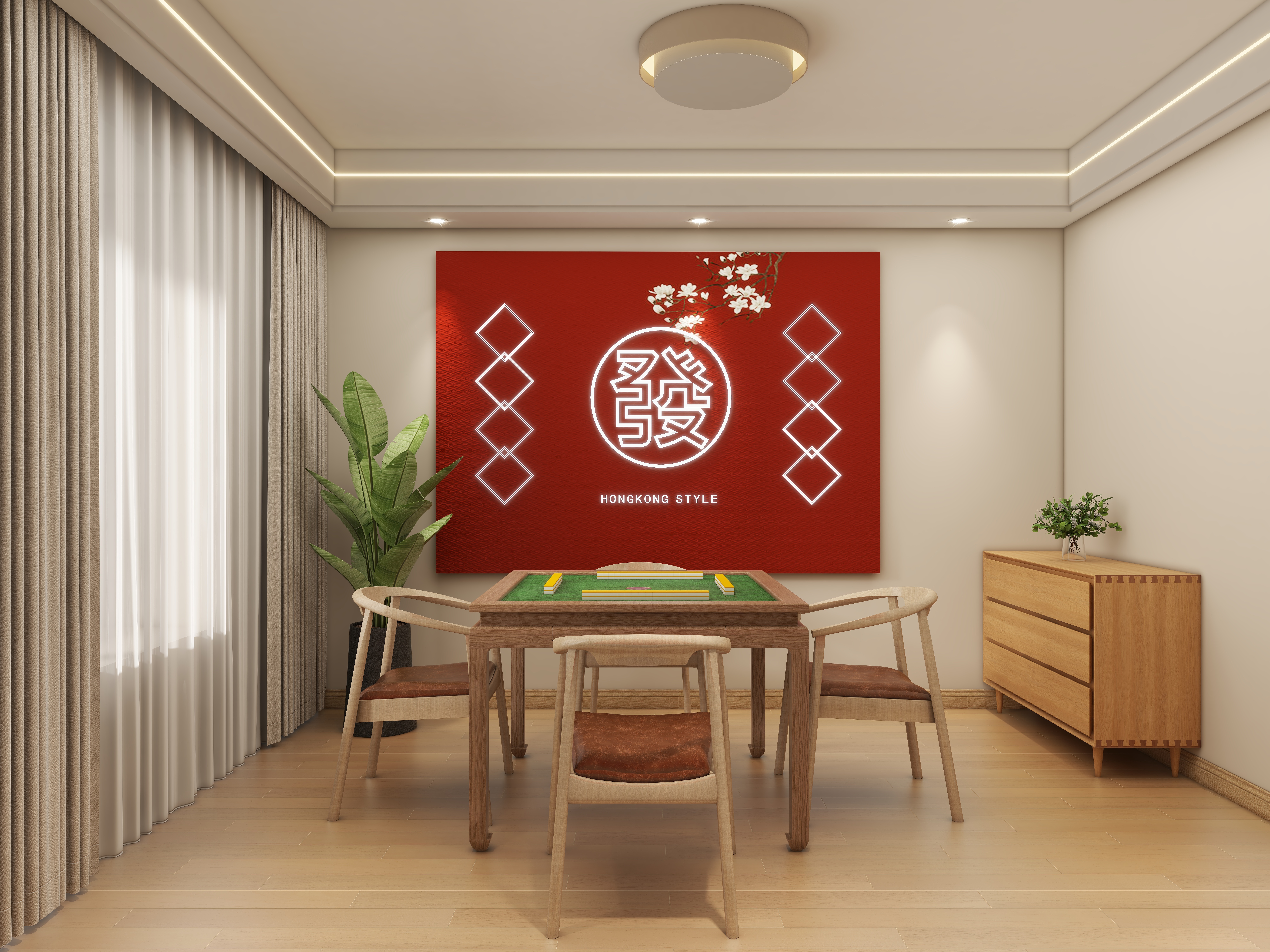 壹诺设计工作室-日式风 一层棋牌室装修效果图第1张